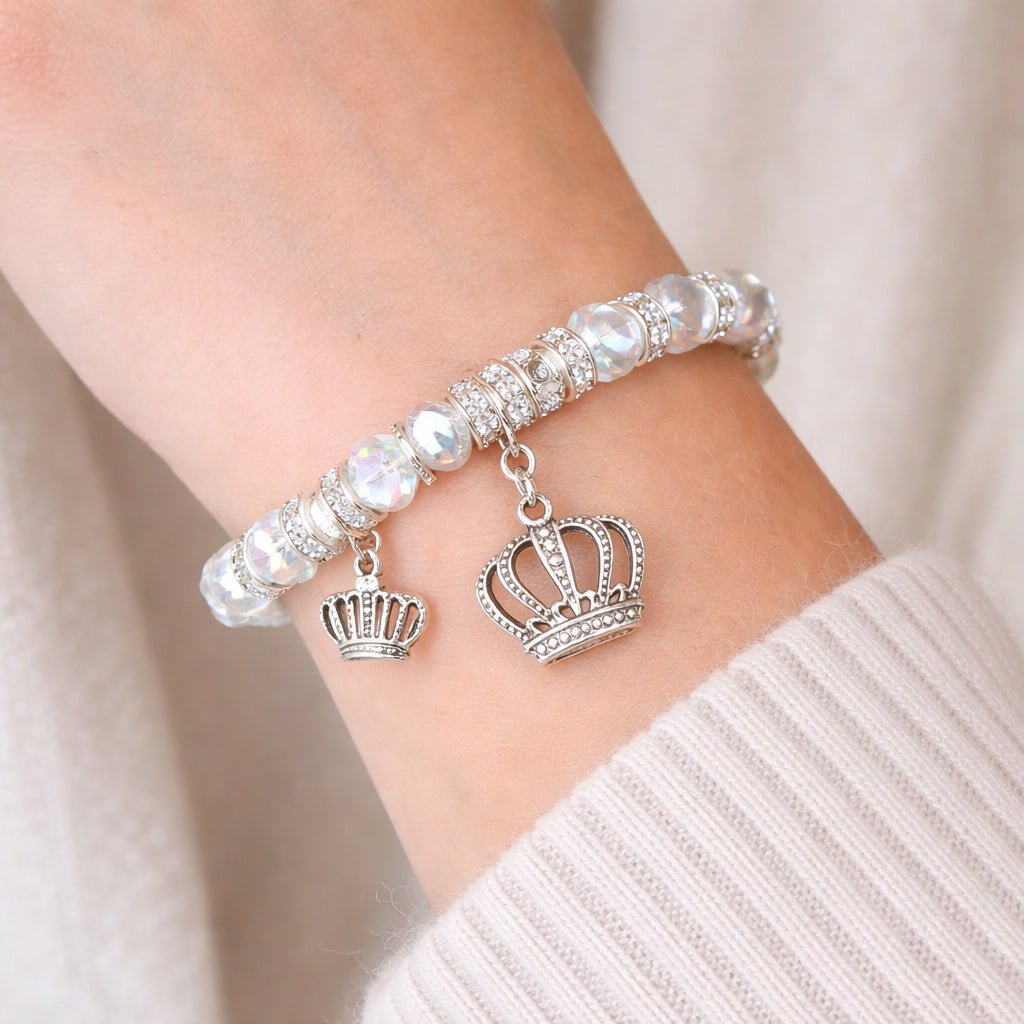 Crystal Beaded Bracelet Crown Charm Clear Bracelets lifestyle use image
