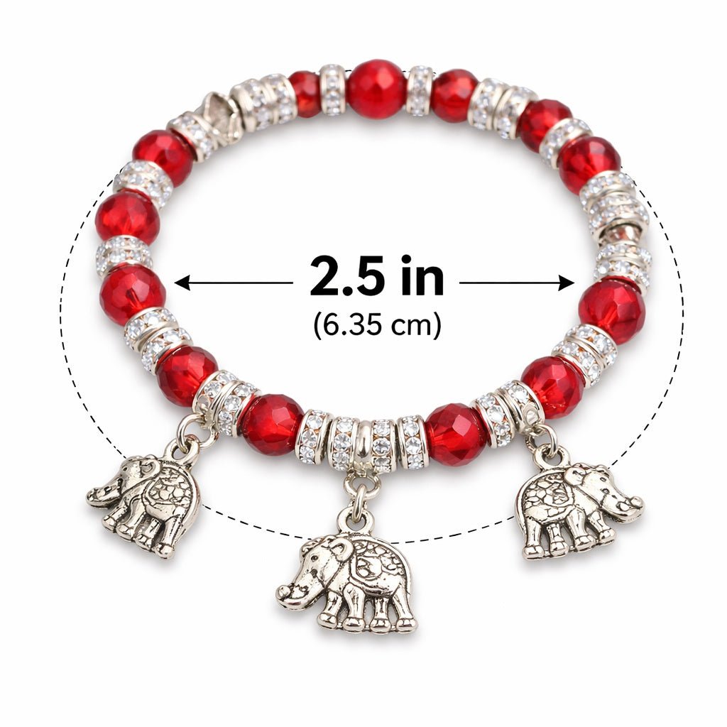 Crystal Beaded Bracelet Elephant Charm Red Bracelets product detail image