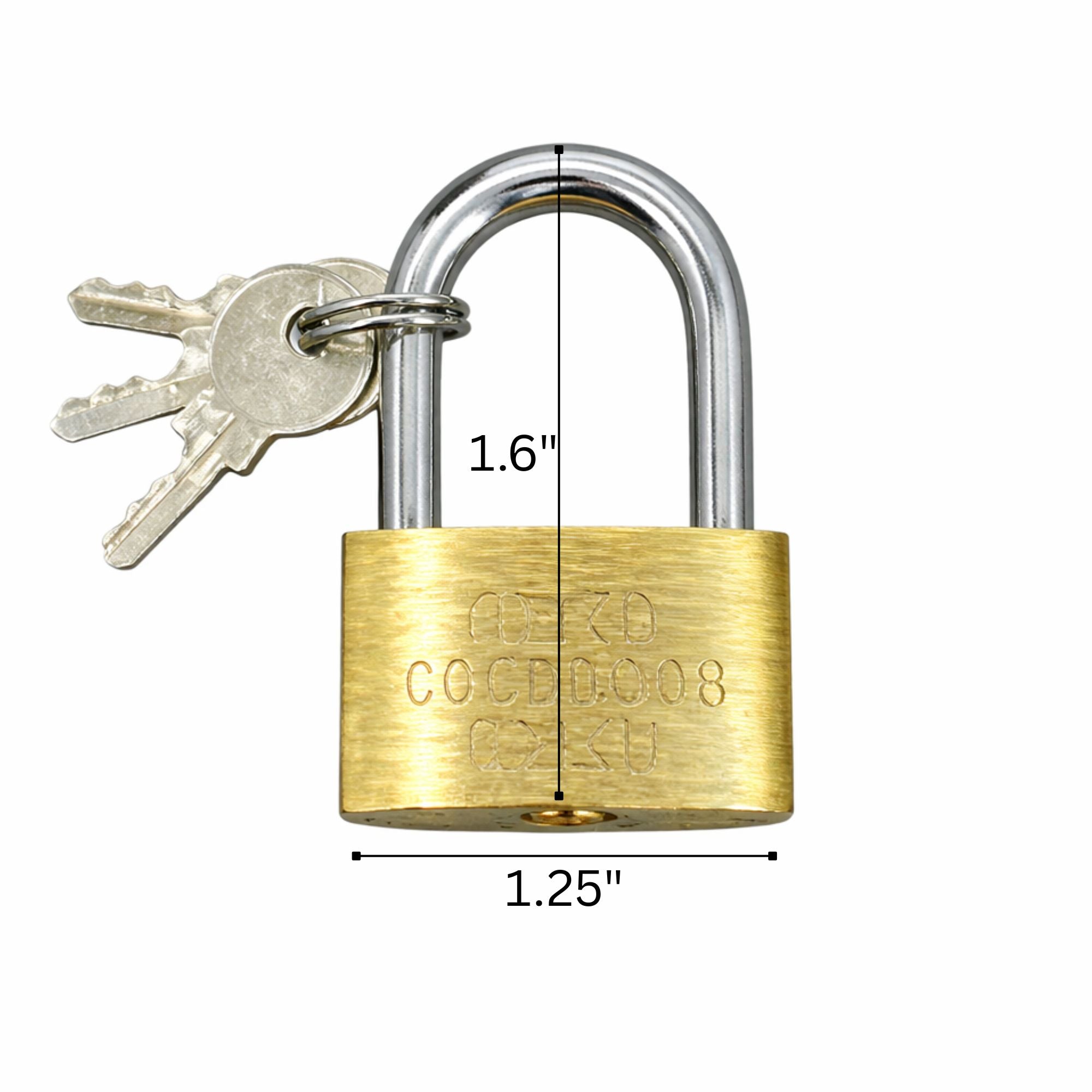1.25" x 1.6" Solid Brass Padlock with 3 Keys Heavy Duty Lock product detail image