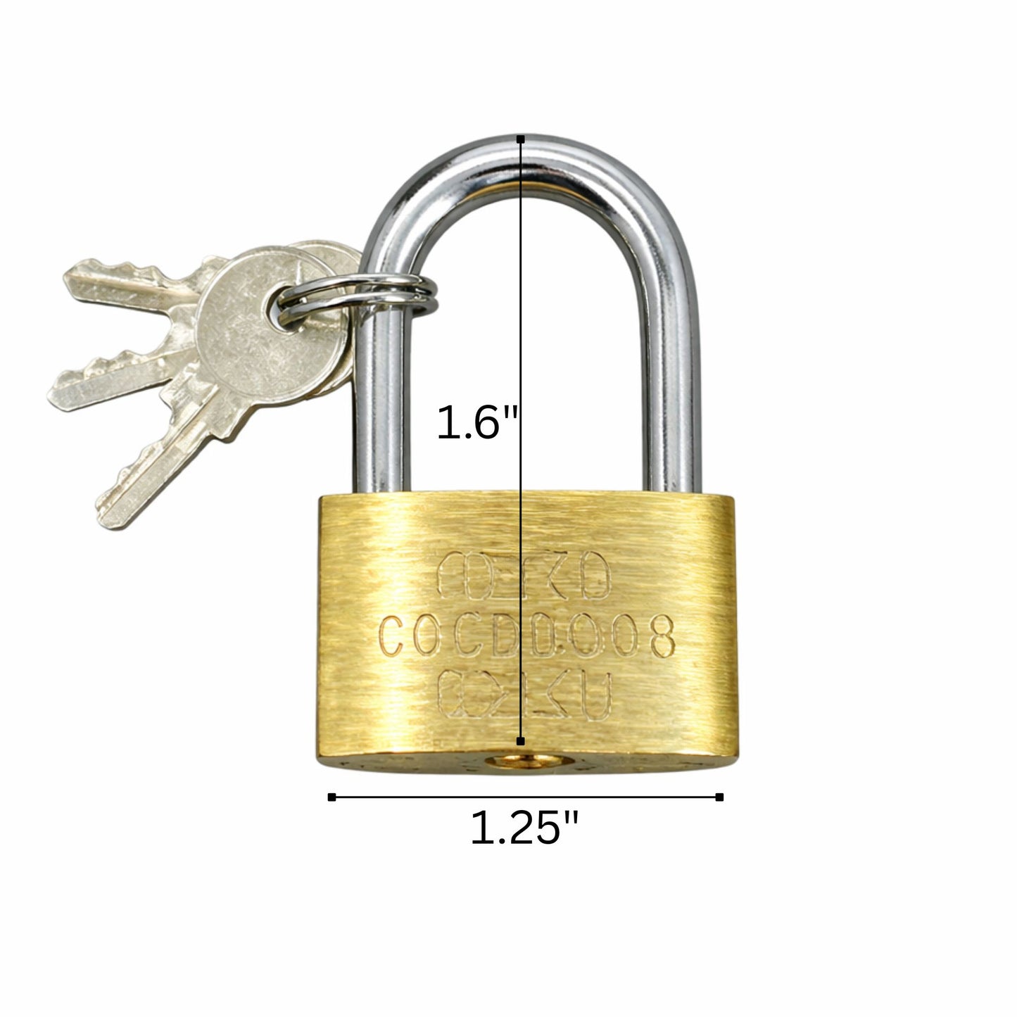1.25" x 1.6" Solid Brass Padlock with 3 Keys Heavy Duty Lock product detail image