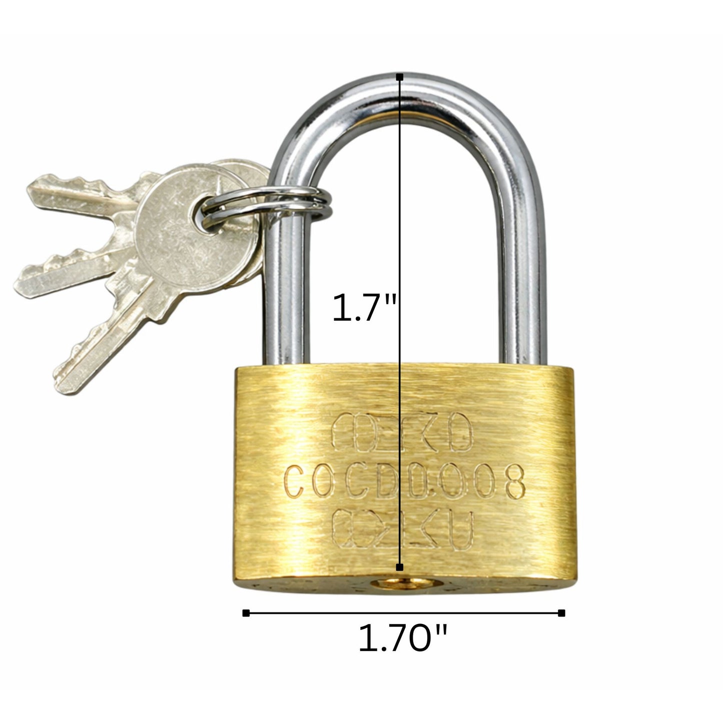 1.70" x 1.7" Solid Brass Padlock with 3 Keys Heavy Duty Lock product detail image