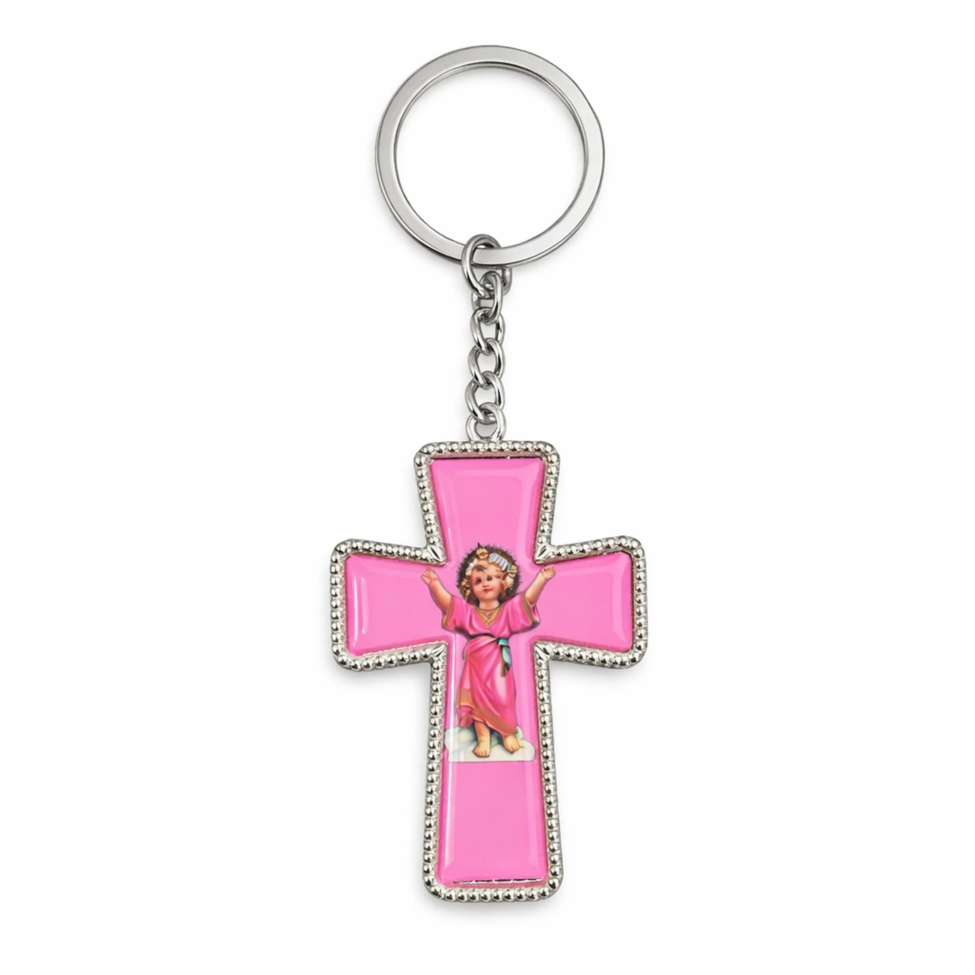5" Divine Mercy Cross Keychain Religious Faith Key Ring lifestyle use image