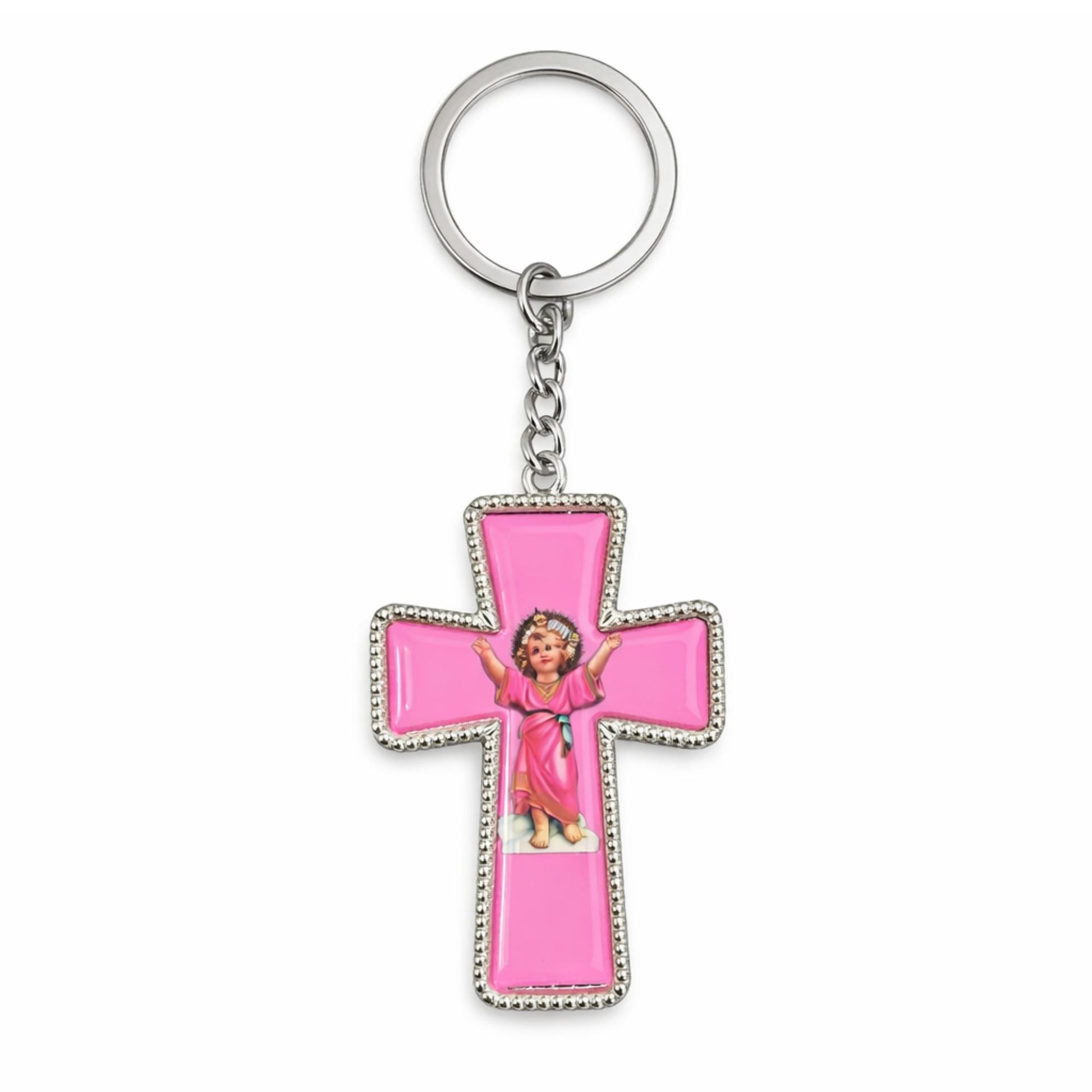 Divine Mercy Cross Keychain 5" Faith Key Ring for Keys
