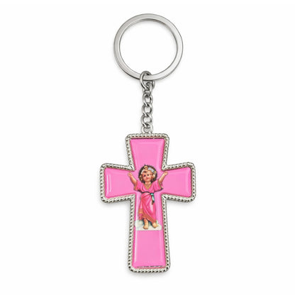 Divine Mercy Cross Keychain 5" Faith Key Ring for Keys