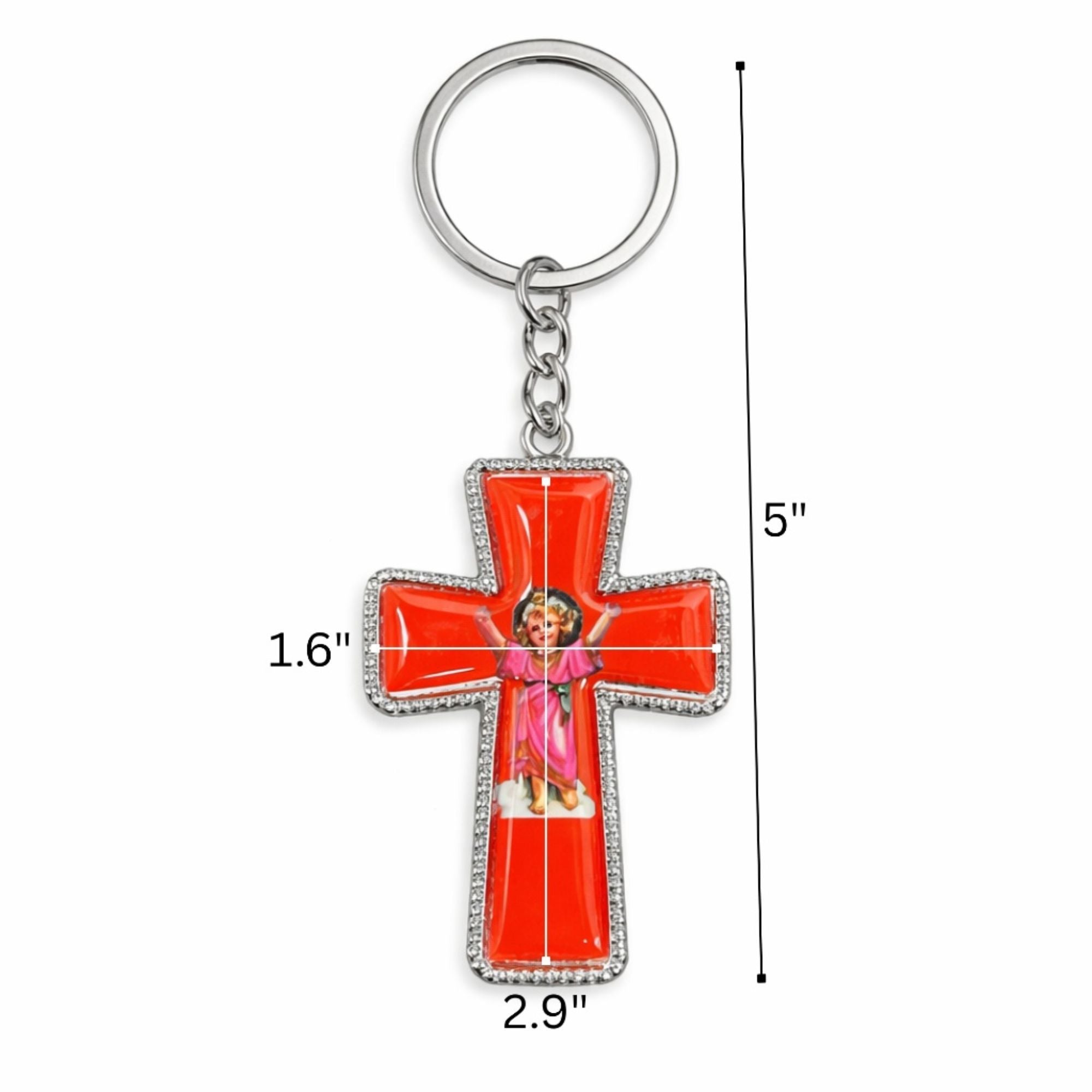 5" Divine Mercy Cross Keychain Religious Faith Key Ring product detail image
