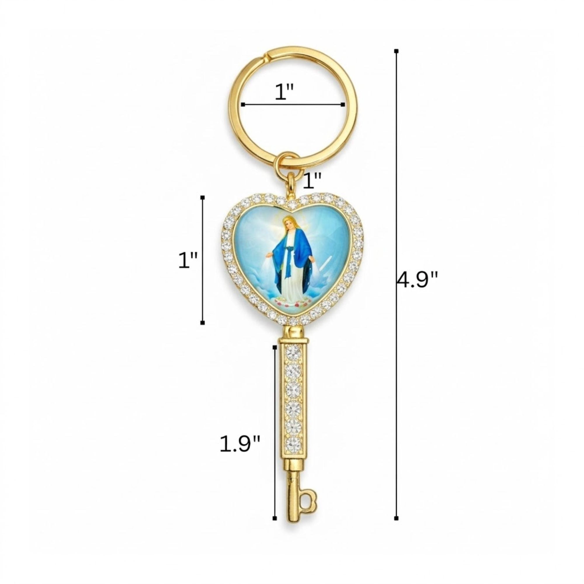 4.9" Sacred Heart of Jesus Keychain Religious Protection Gift product detail image