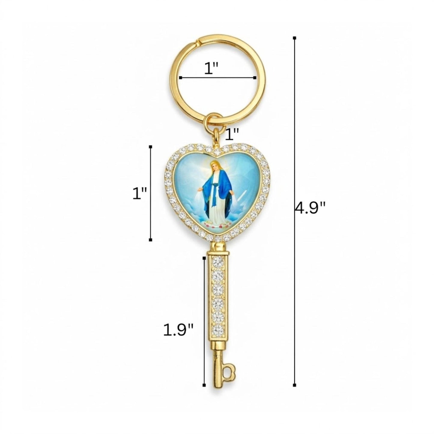 4.9" Sacred Heart of Jesus Keychain Religious Protection Gift product detail image
