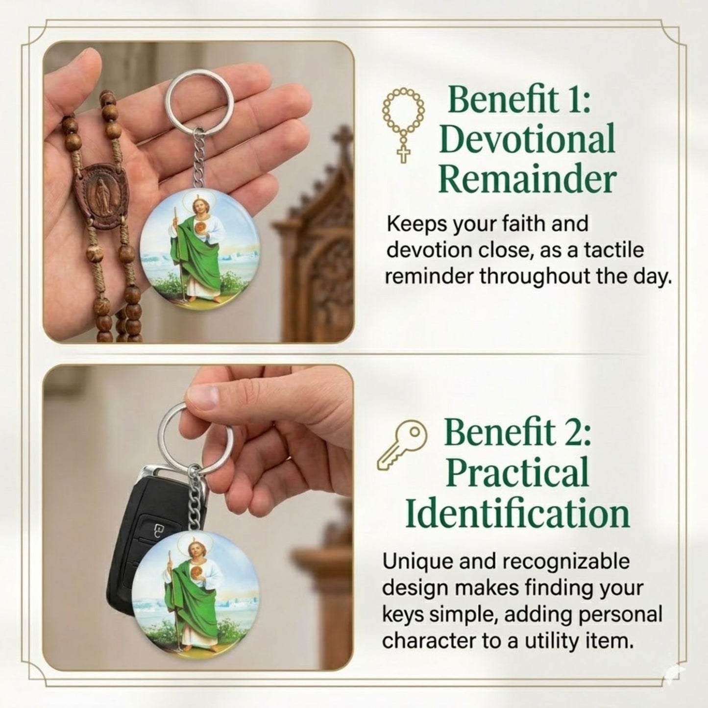 4.5" Saint Jude Protection Keychain San Judas Tadeo Faith Gift size and feature image