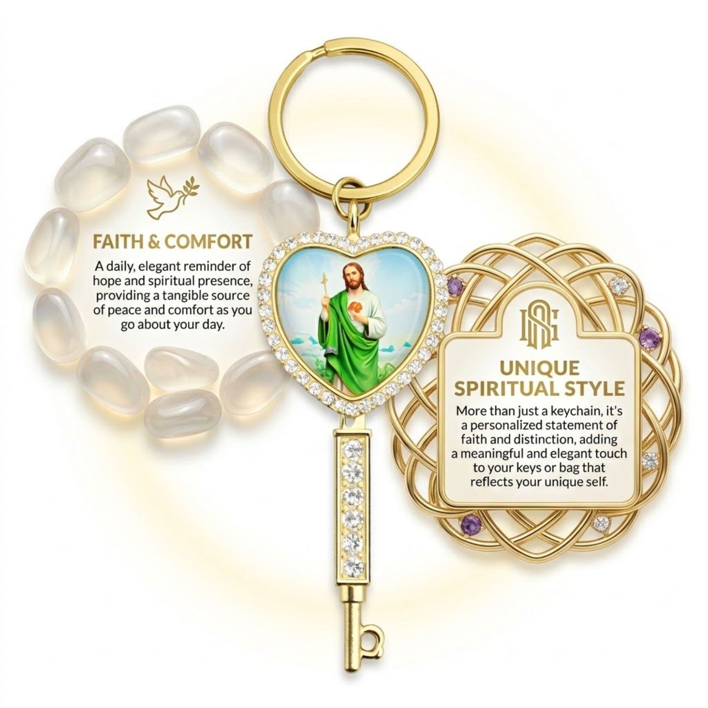 4.9" Saint Michael Archangel Keychain Protection Religious Gift size and feature image