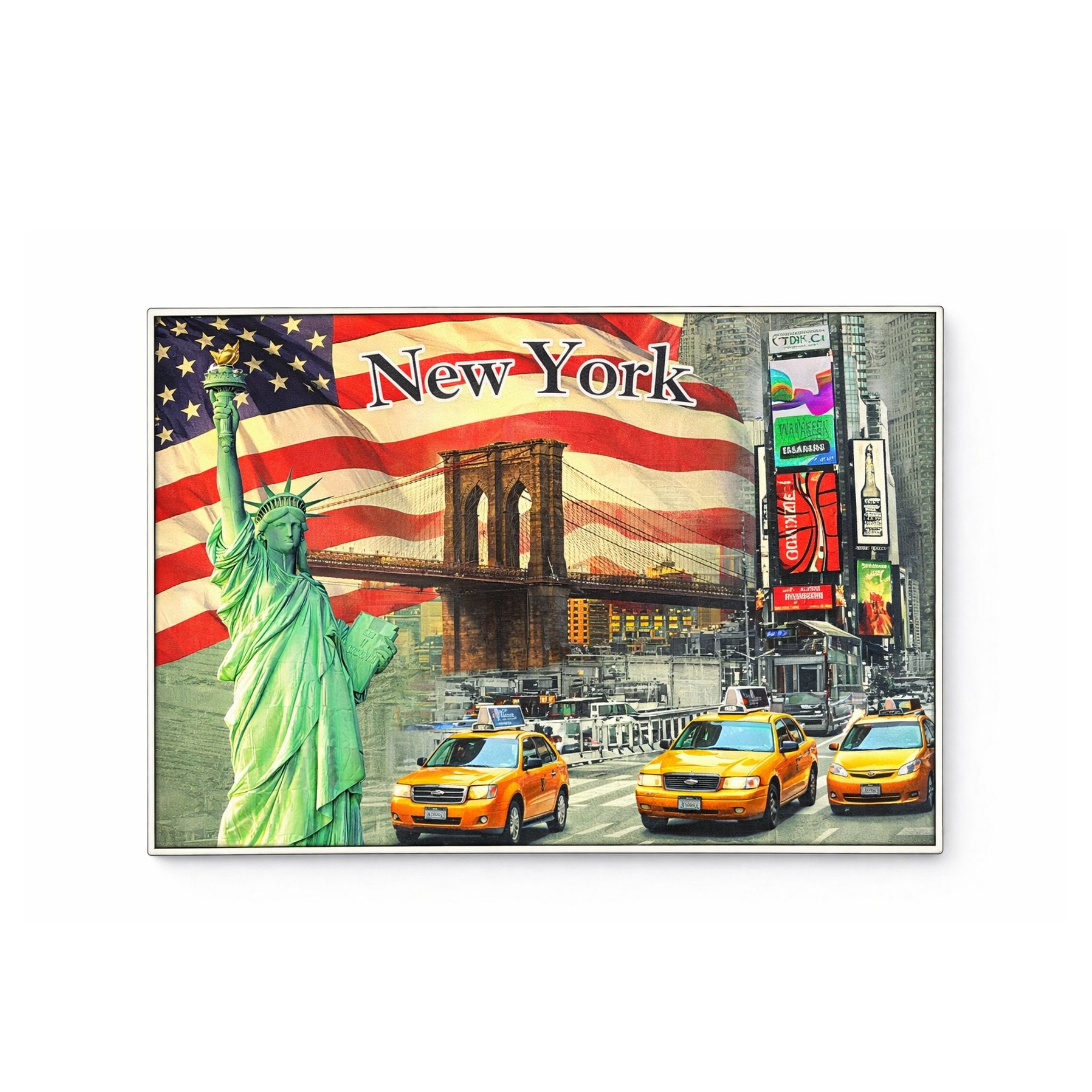 NYC Embossed Fridge Magnet – New York Landmark Souvenir (2 Sizes) Souvenir Magnets size and feature image