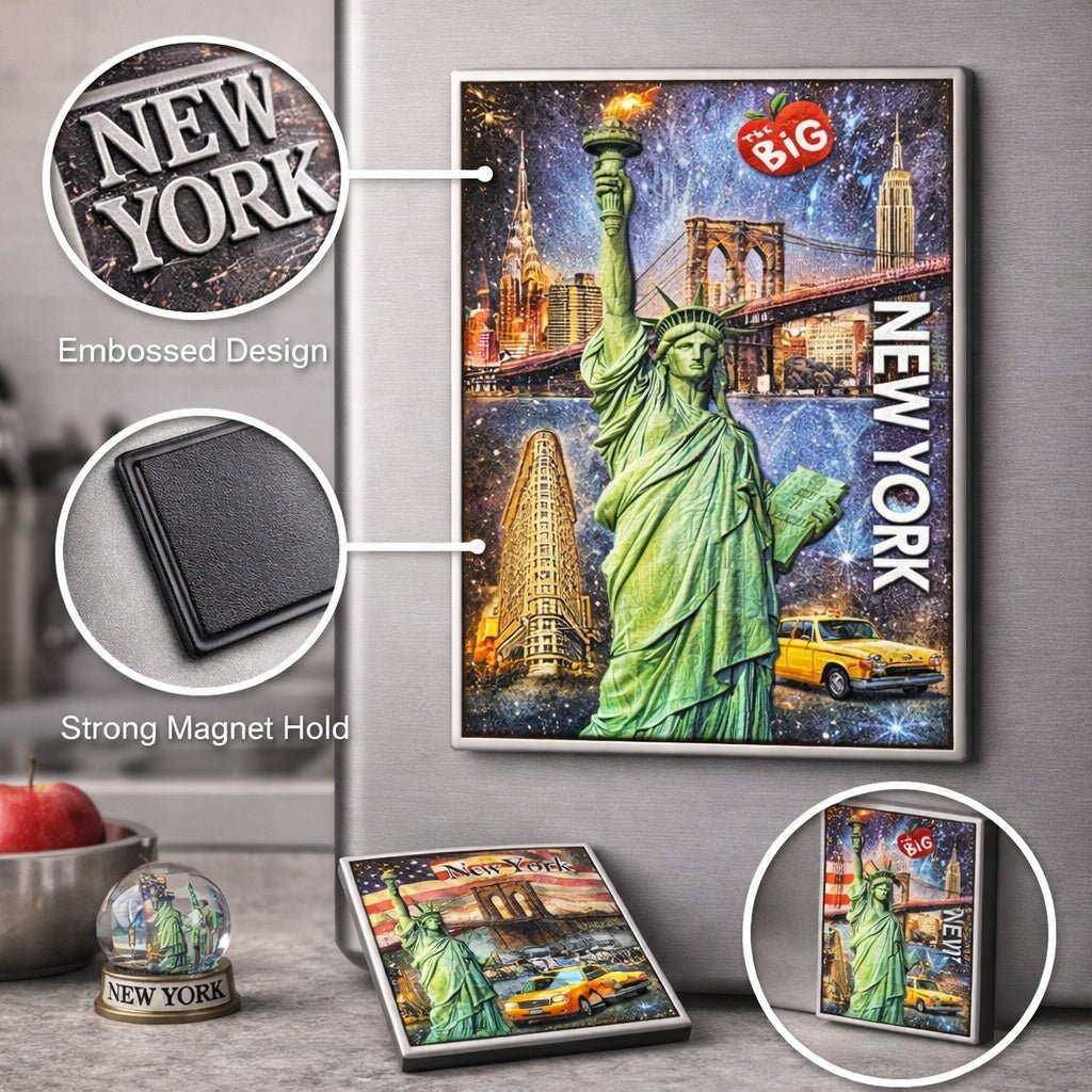 NYC Embossed Fridge Magnet – New York Landmark Souvenir (2 Sizes) Souvenir Magnets product image 6
