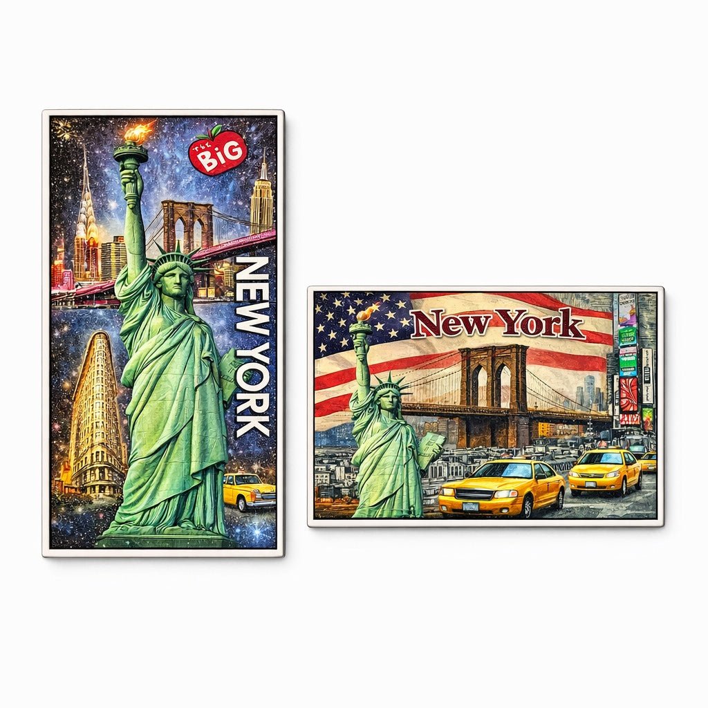 NYC Embossed Fridge Magnet – New York Landmark Souvenir (2 Sizes) Souvenir Magnets main product image