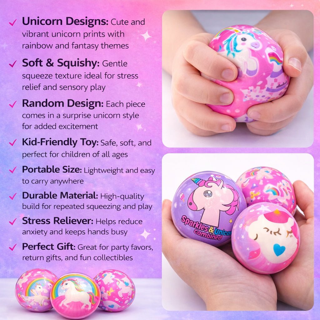 Unicorn Stress Ball Squishy Toy for Kids – Soft Squeeze Ball size and feature image