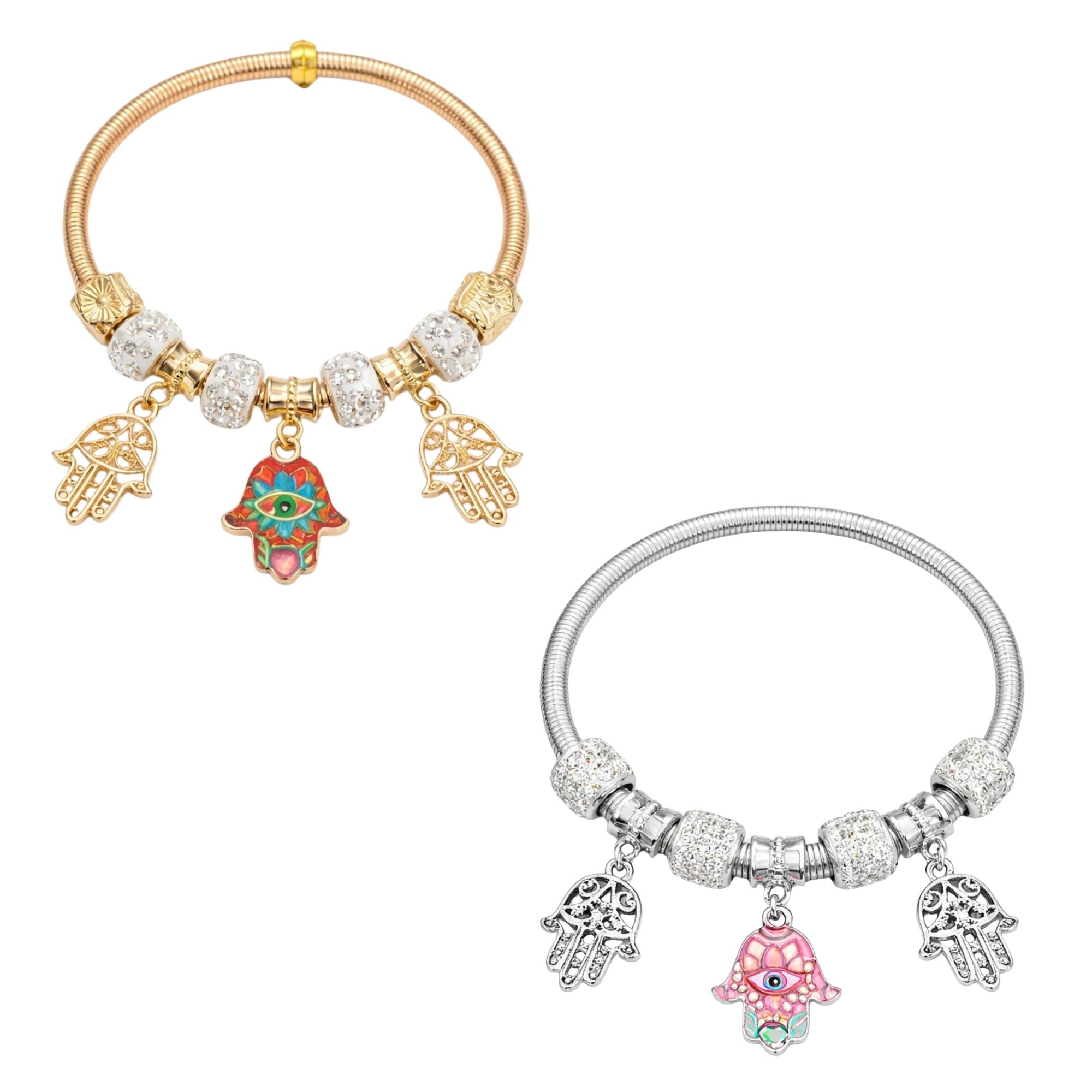2.2" Diameter Protective Hamsa & Evil Eye Charm Bracelet main product image
