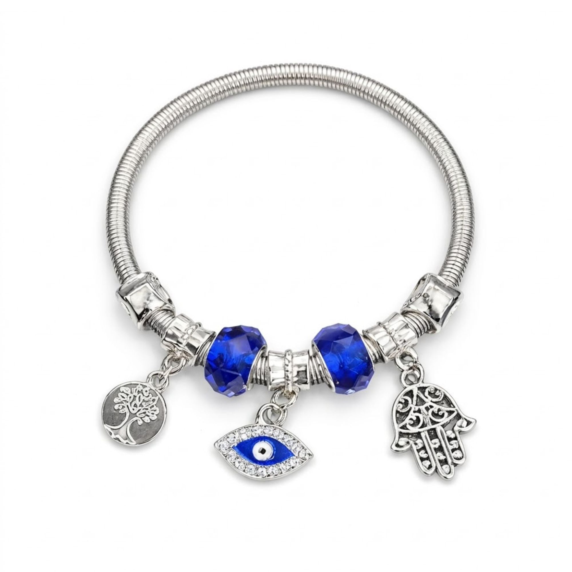 2.2" Diameter Protective Evil Eye & Hamsa Charm Bracelet product detail image