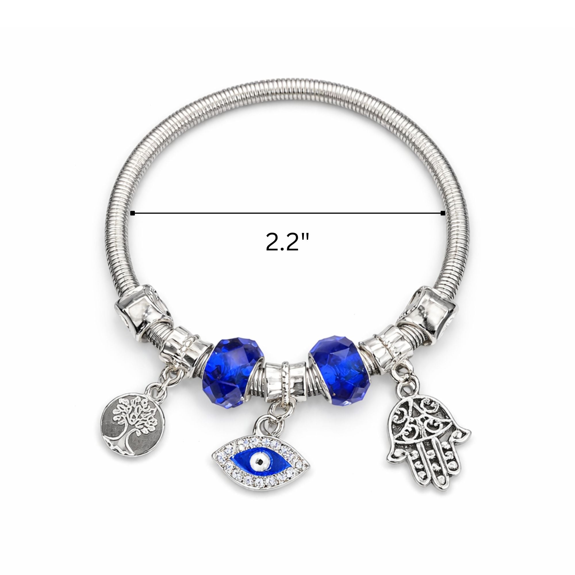 2.2" Diameter Protective Evil Eye & Hamsa Charm Bracelet lifestyle use image