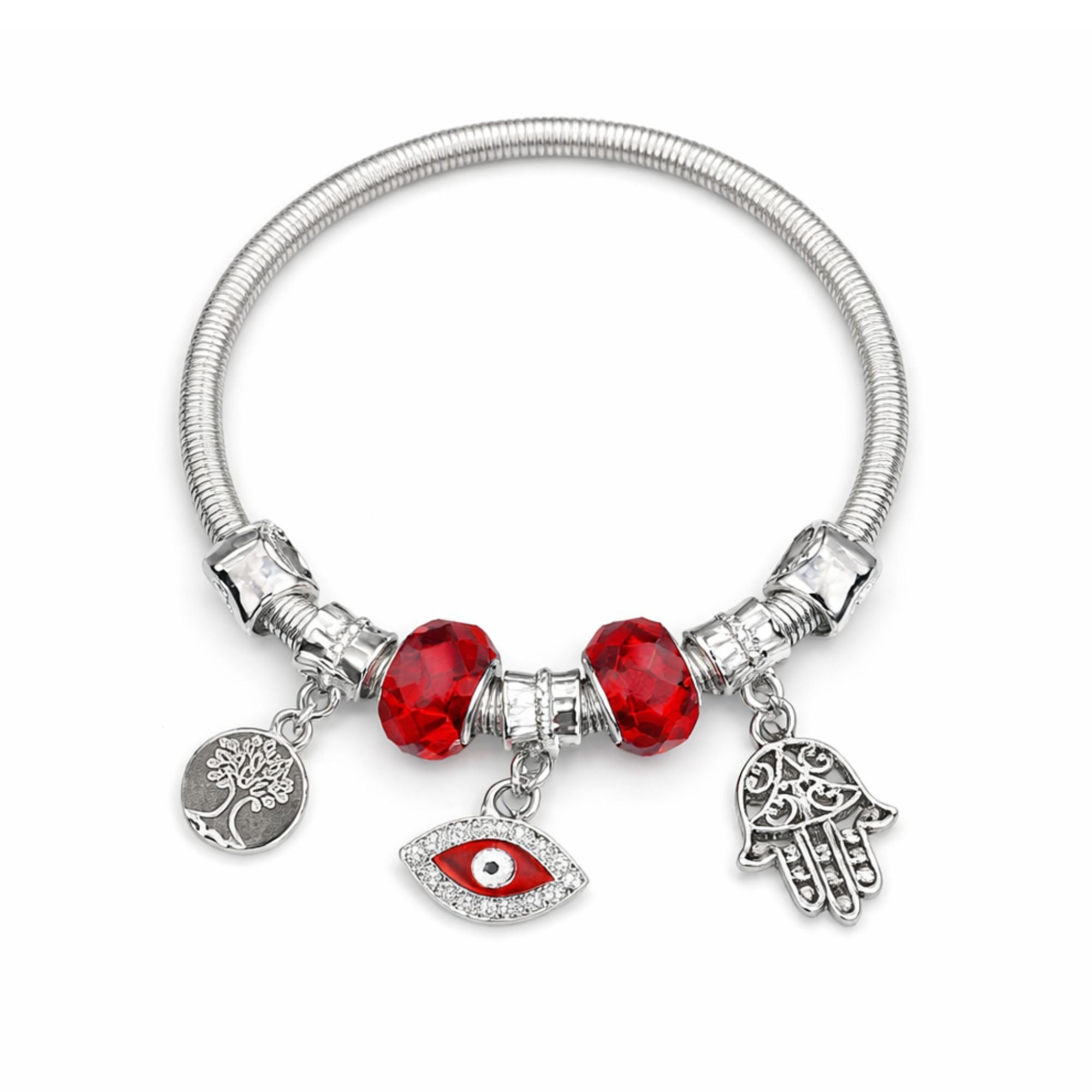 2.2" Diameter Protective Evil Eye & Hamsa Charm Bracelet size and feature image