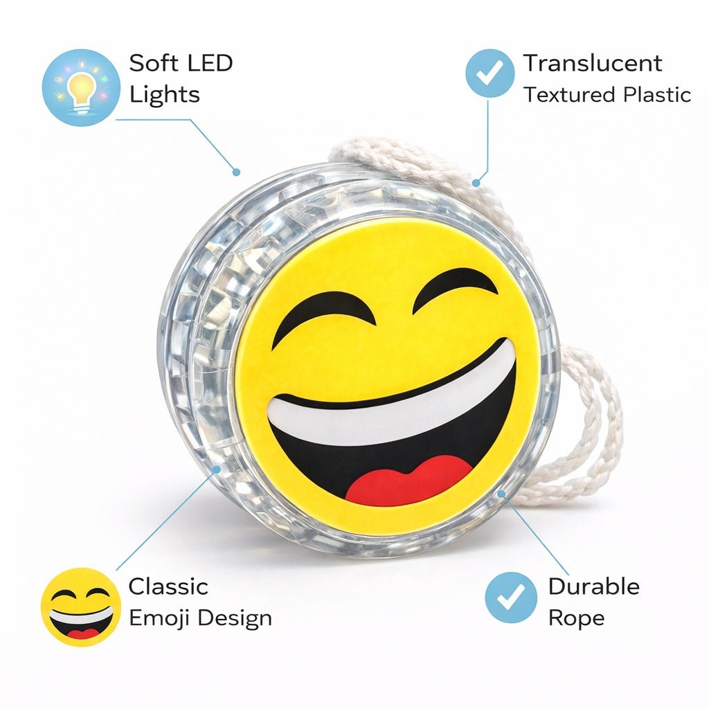 Emoji Yo Toy – Smiley Face Light Up Kids Party Favor Yo Yos product detail image