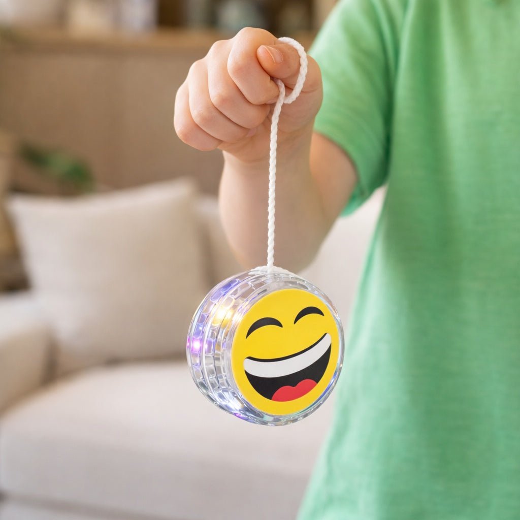Emoji Yo Toy – Smiley Face Light Up Kids Party Favor Yo Yos size and feature image