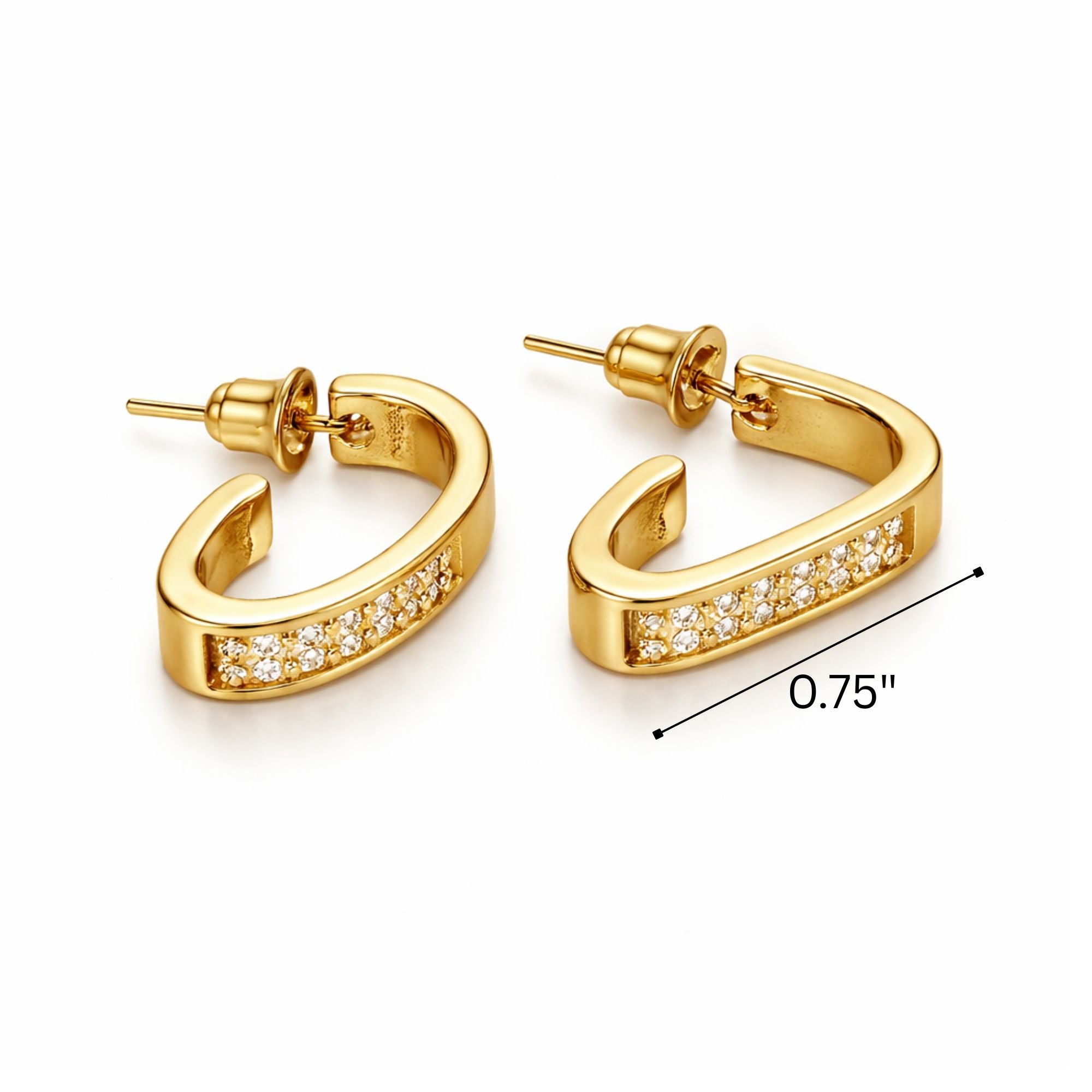 0.75" Gold Chunky Hoop Earrings Classic Jewelry for Women product detail image