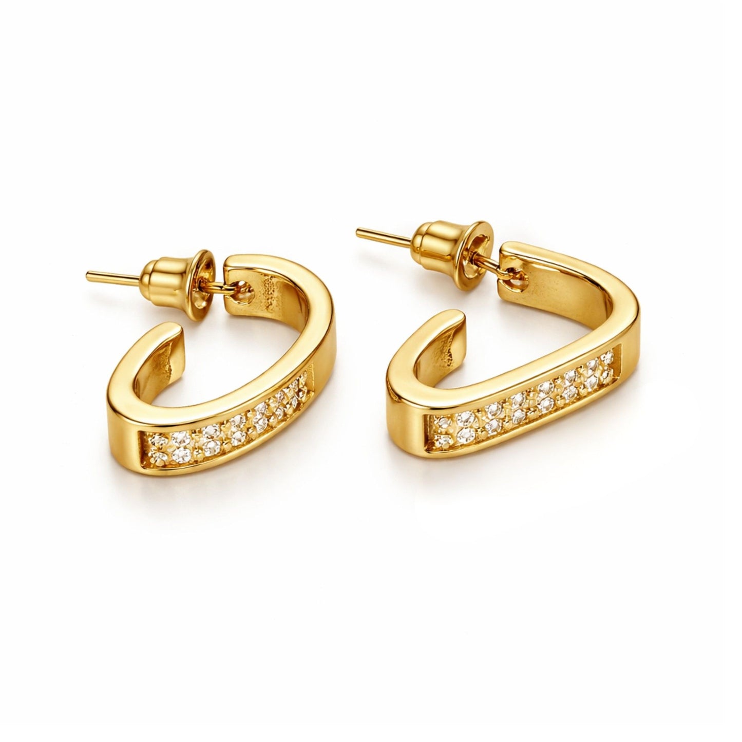 0.75" Gold Chunky Hoop Earrings Classic Jewelry for Women size and feature image