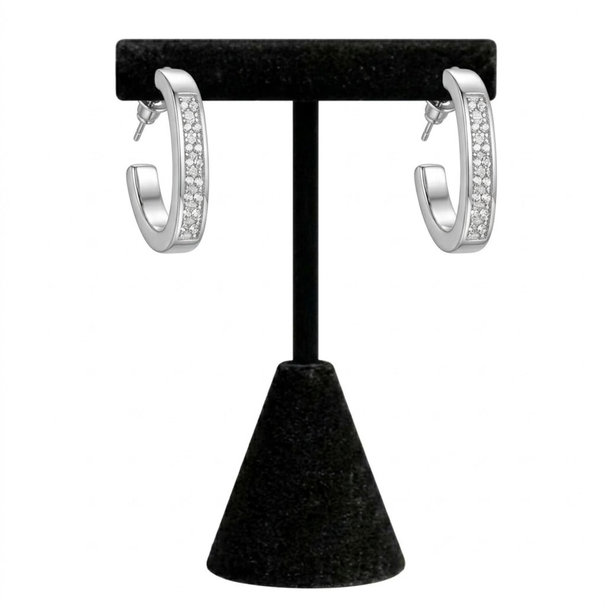 0.75" Silver Chunky Hoop Earrings Classic Jewelry for Women main product image