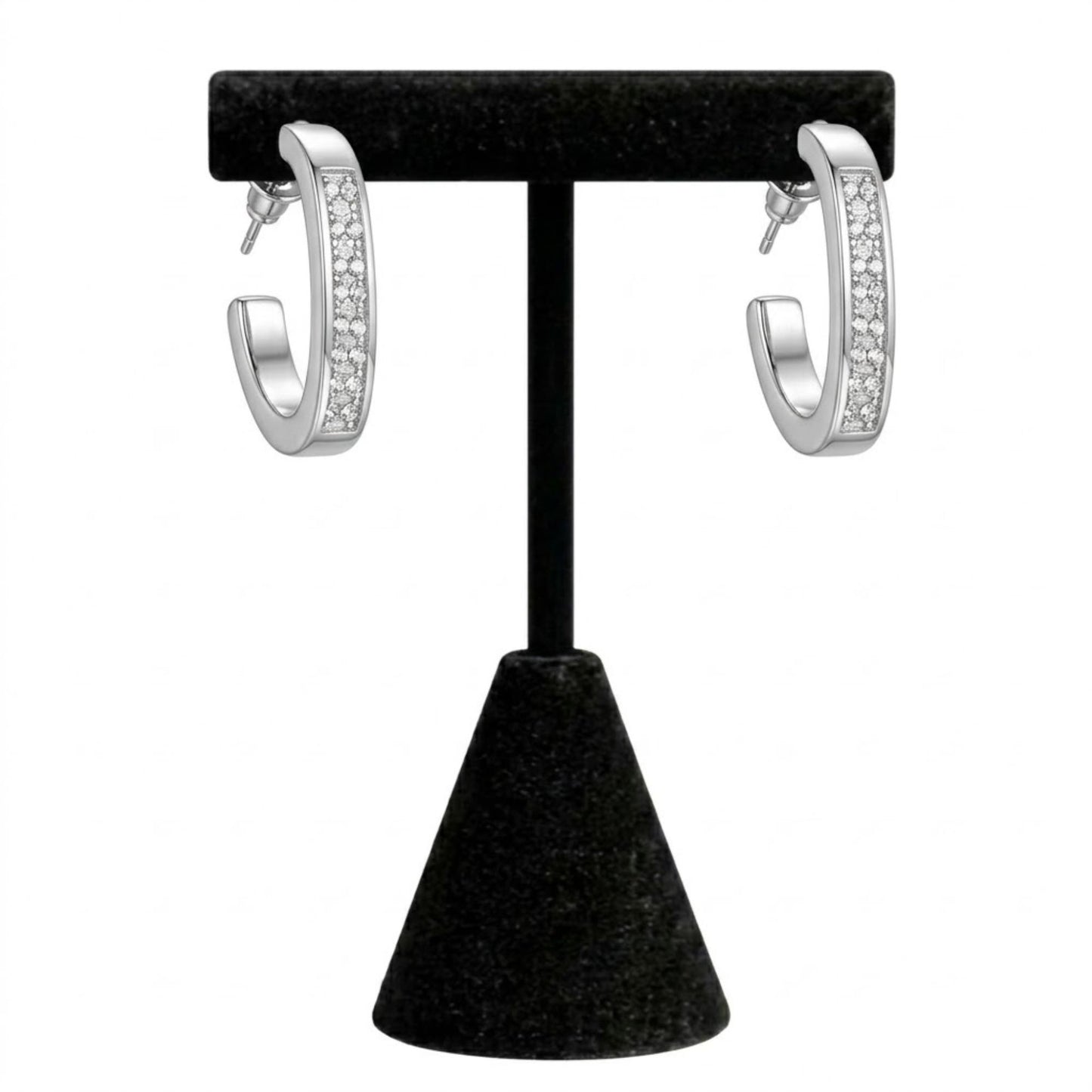 0.75" Silver Chunky Hoop Earrings Classic Jewelry for Women main product image