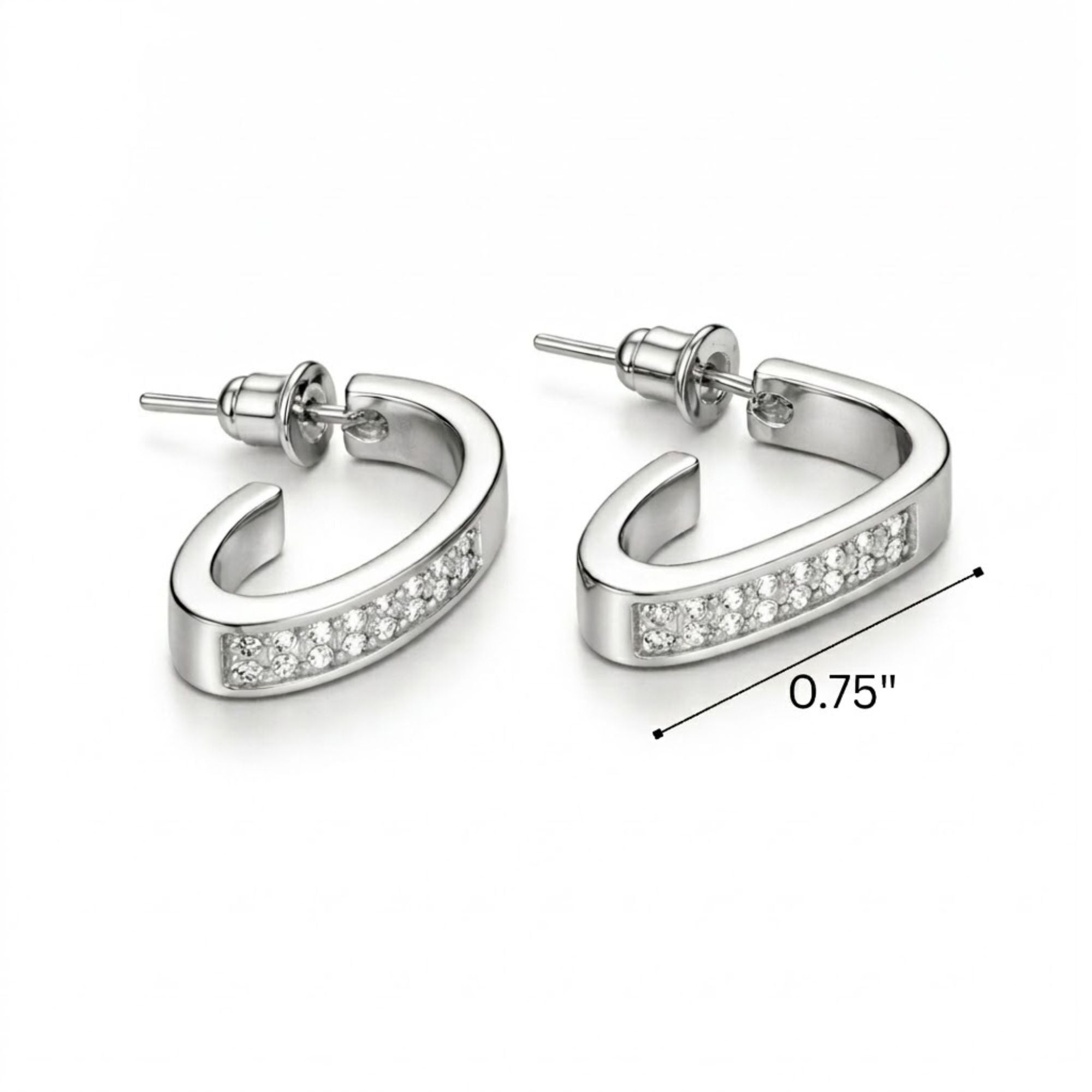 0.75" Silver Chunky Hoop Earrings Classic Jewelry for Women product detail image