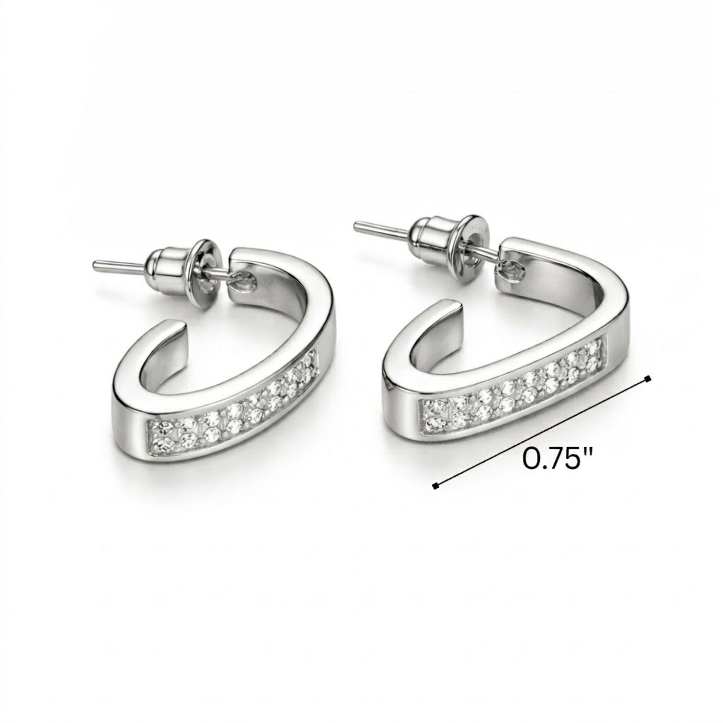 0.75" Silver Chunky Hoop Earrings Classic Jewelry for Women product detail image