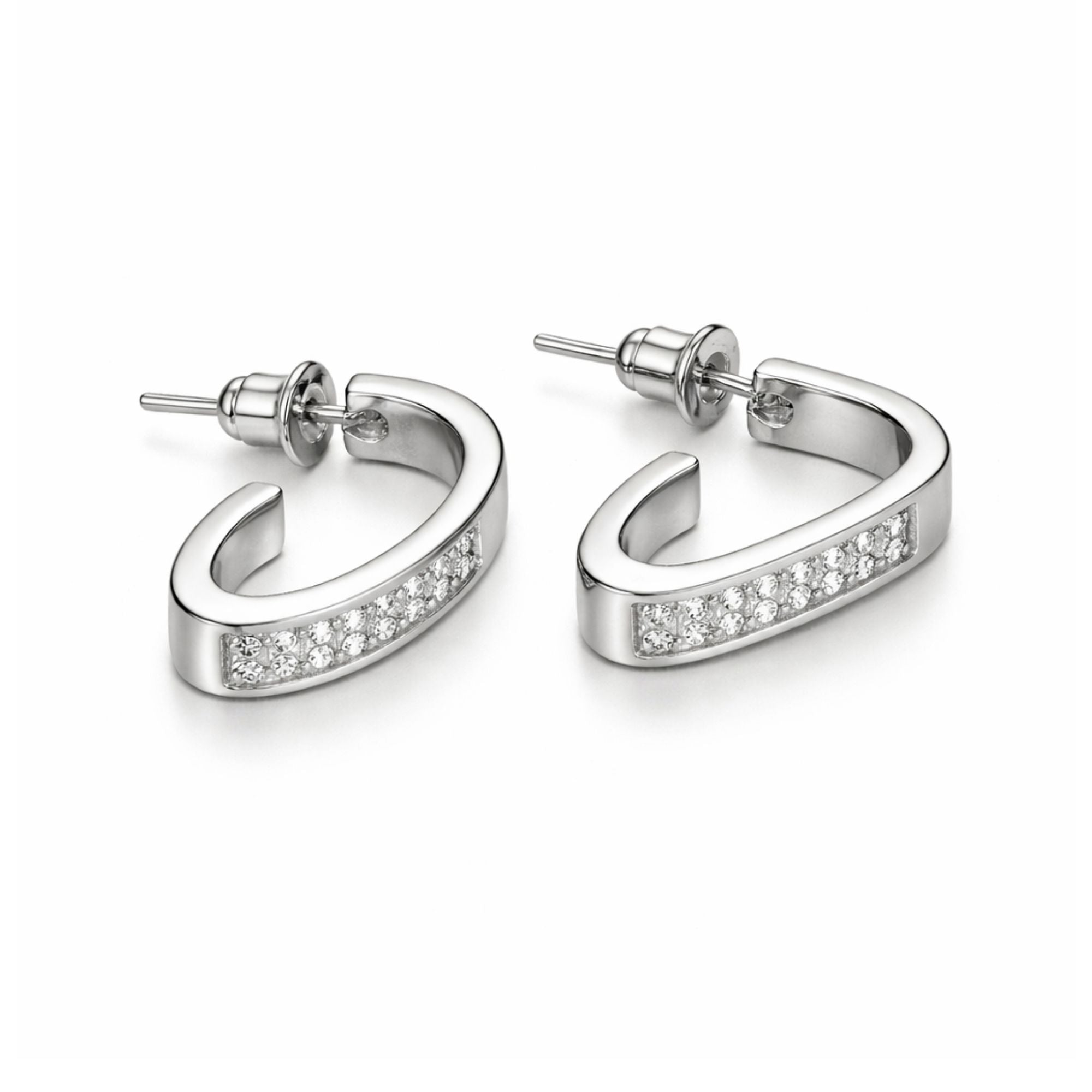 0.75" Silver Chunky Hoop Earrings Classic Jewelry for Women size and feature image
