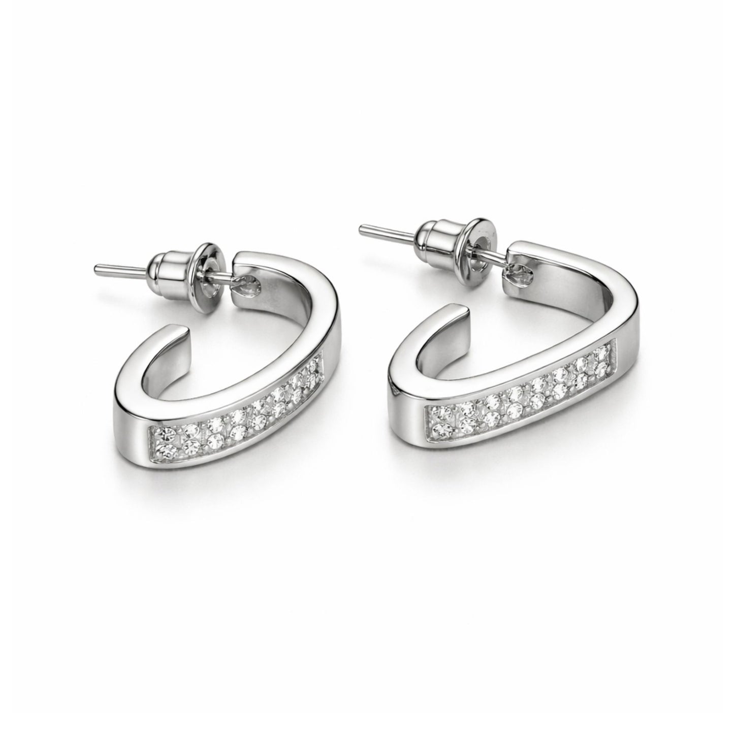 0.75" Silver Chunky Hoop Earrings Classic Jewelry for Women size and feature image