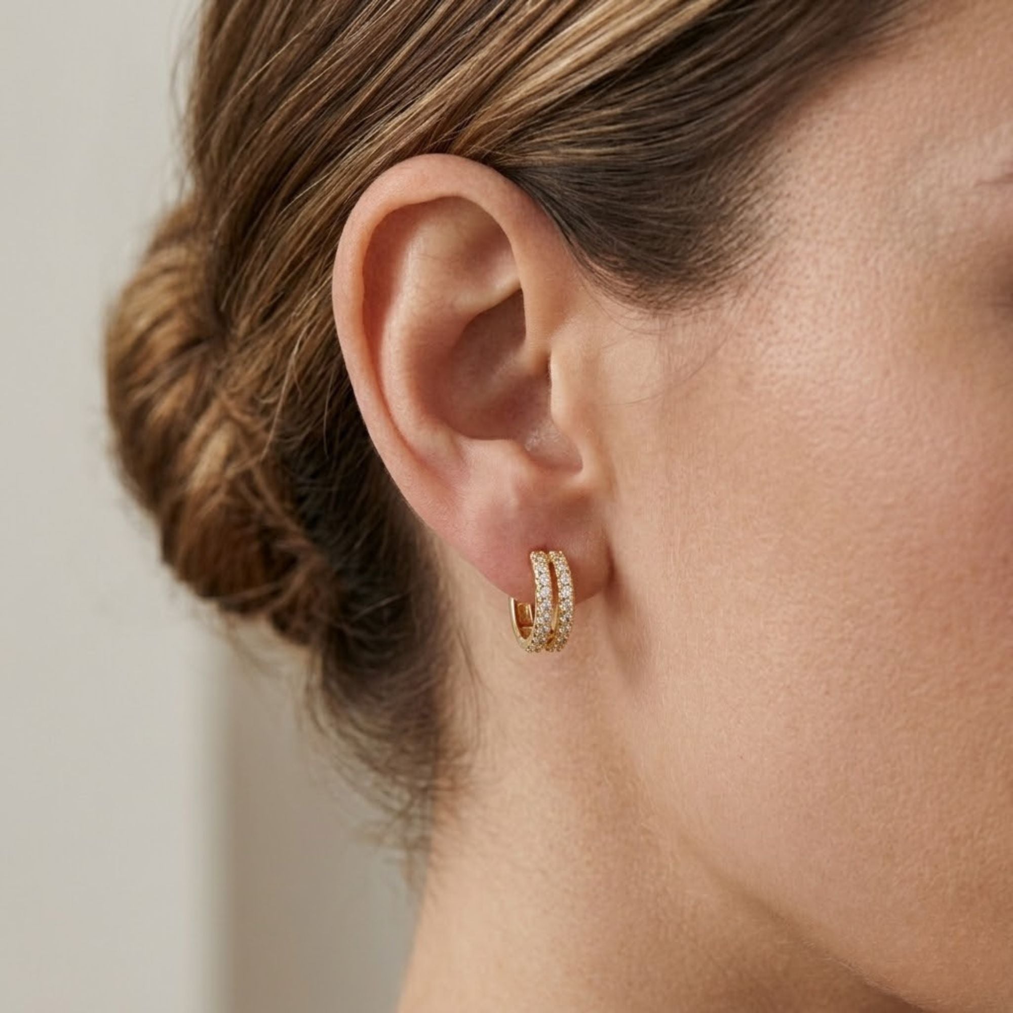 0.20" Gold Small Chunky Hoop Earrings Classic for Women lifestyle use image