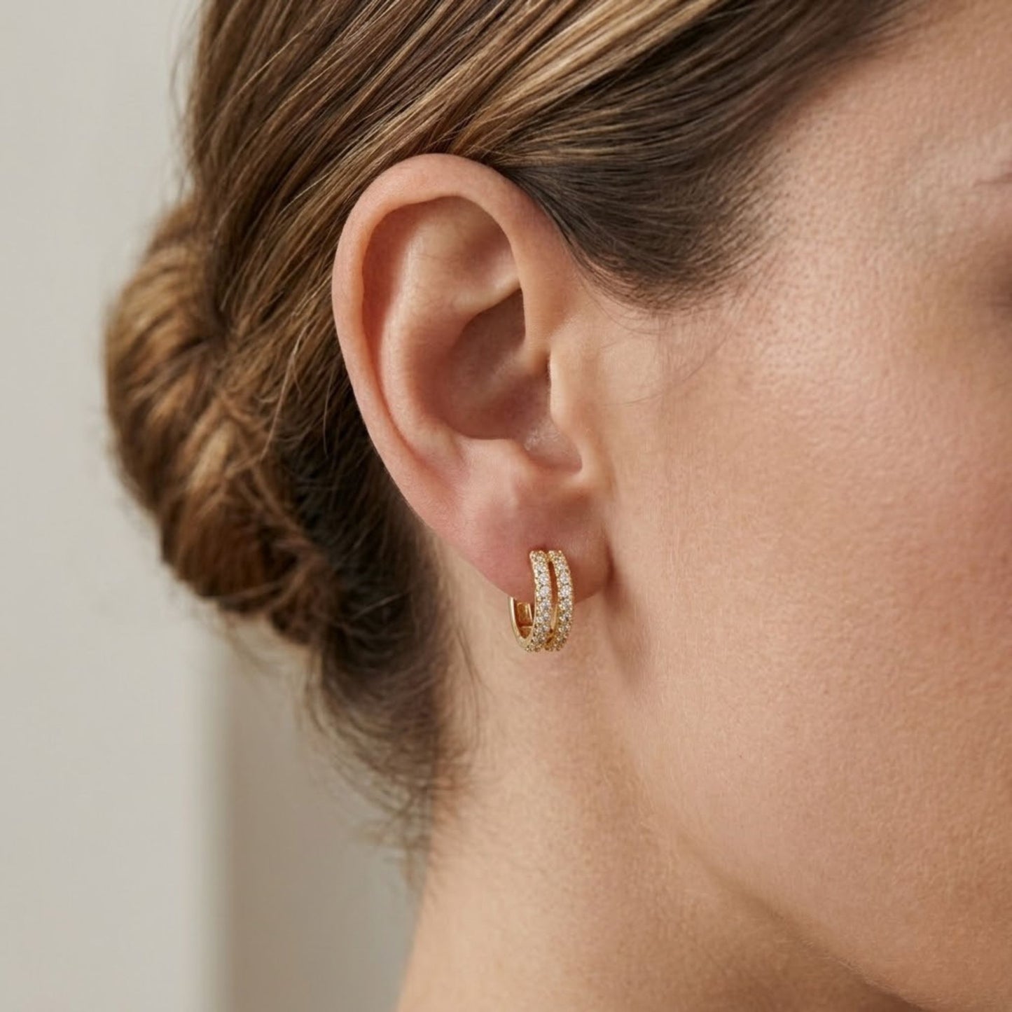0.20" Gold Small Chunky Hoop Earrings Classic for Women lifestyle use image