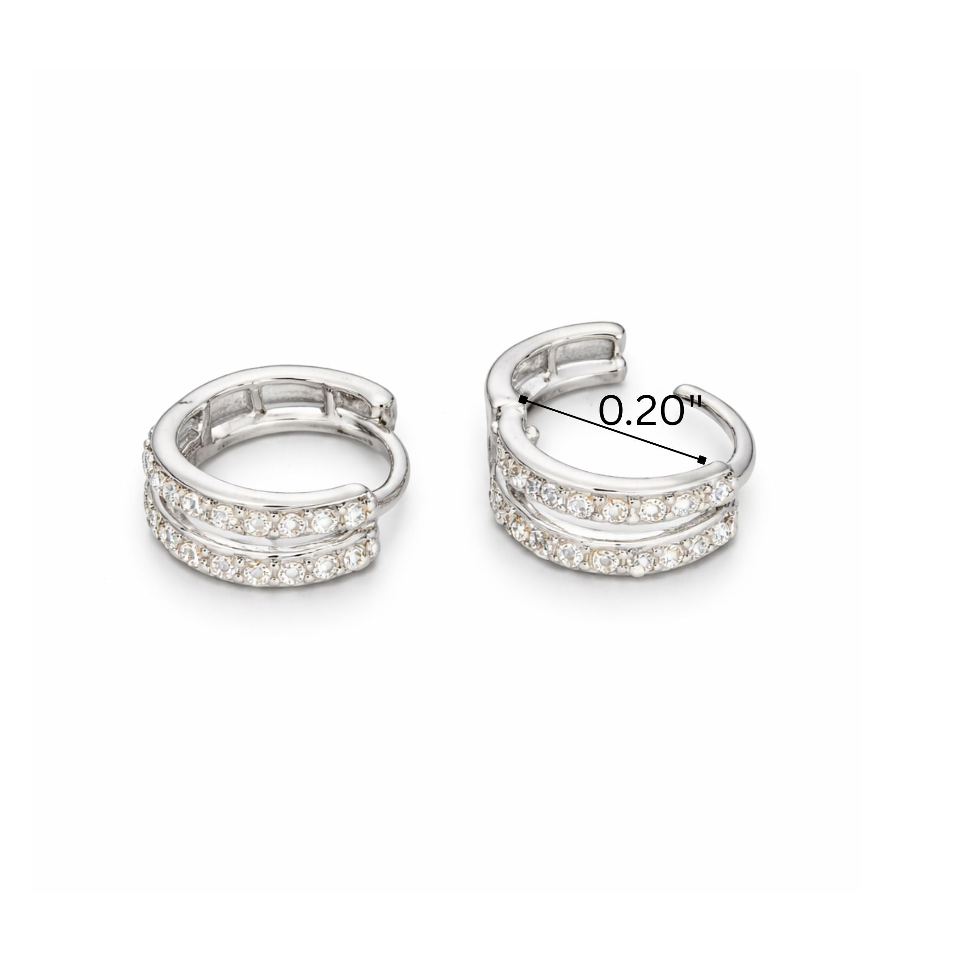 0.20" Silver Small Chunky Hoop Earrings Classic Jewelry for Women product detail image