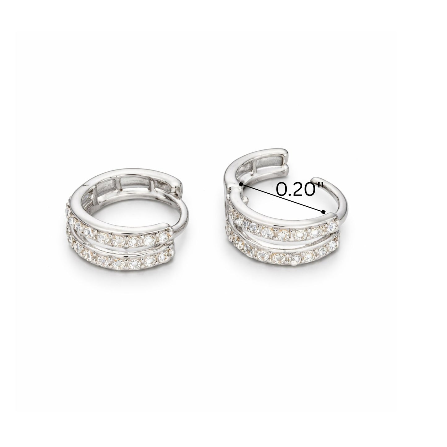 0.20" Silver Small Chunky Hoop Earrings Classic Jewelry for Women product detail image