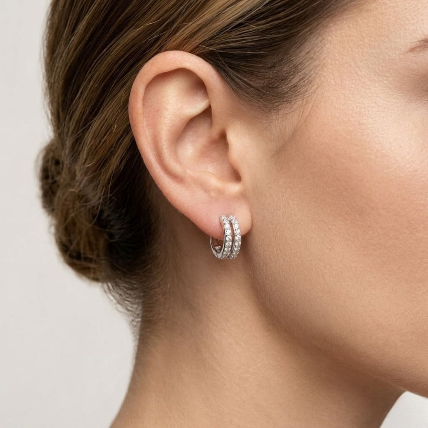 0.20" Silver Small Chunky Hoop Earrings Classic Jewelry for Women lifestyle use image