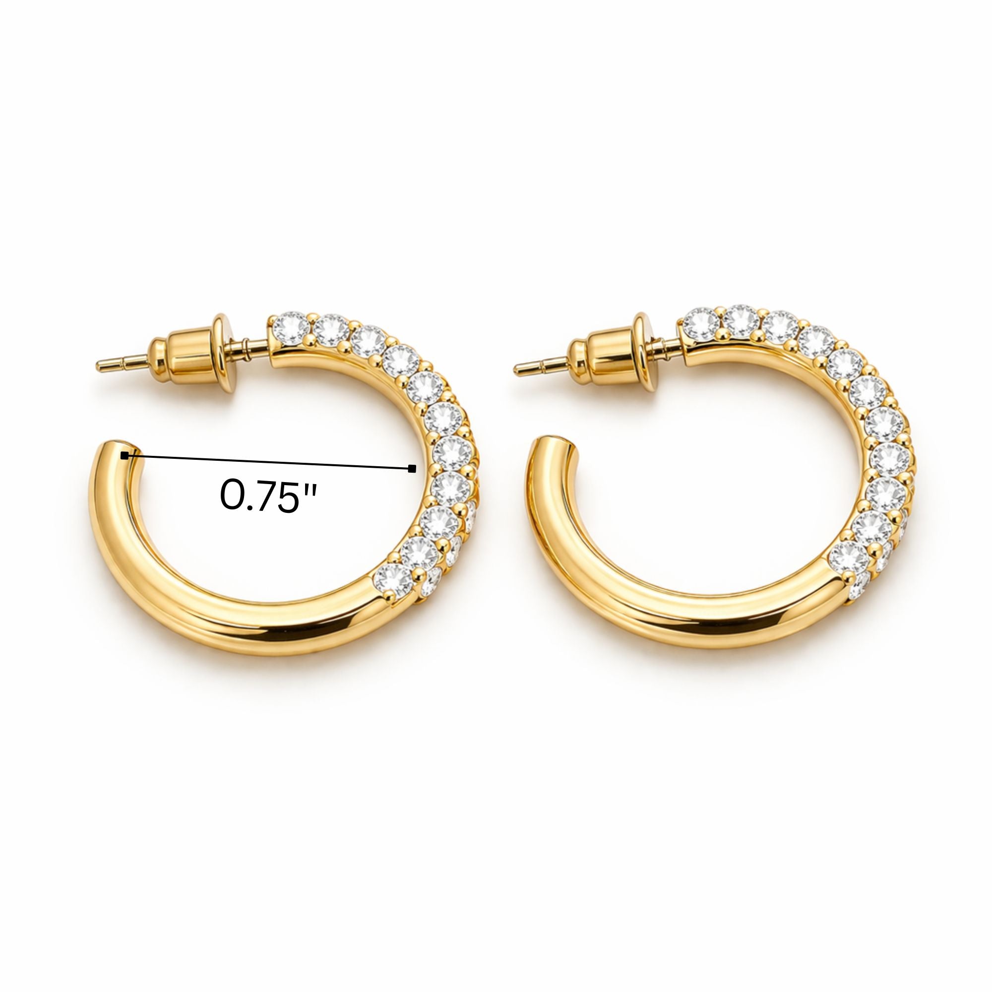 0.75" Gold Chunky Hoop Earrings Classic for Women product detail image