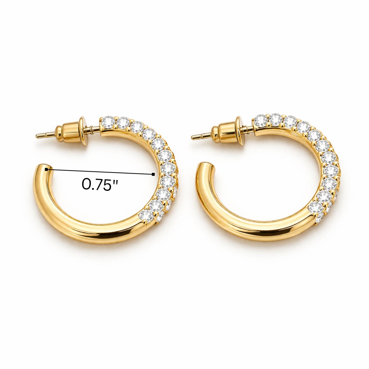 0.75" Gold Chunky Hoop Earrings Classic for Women product detail image