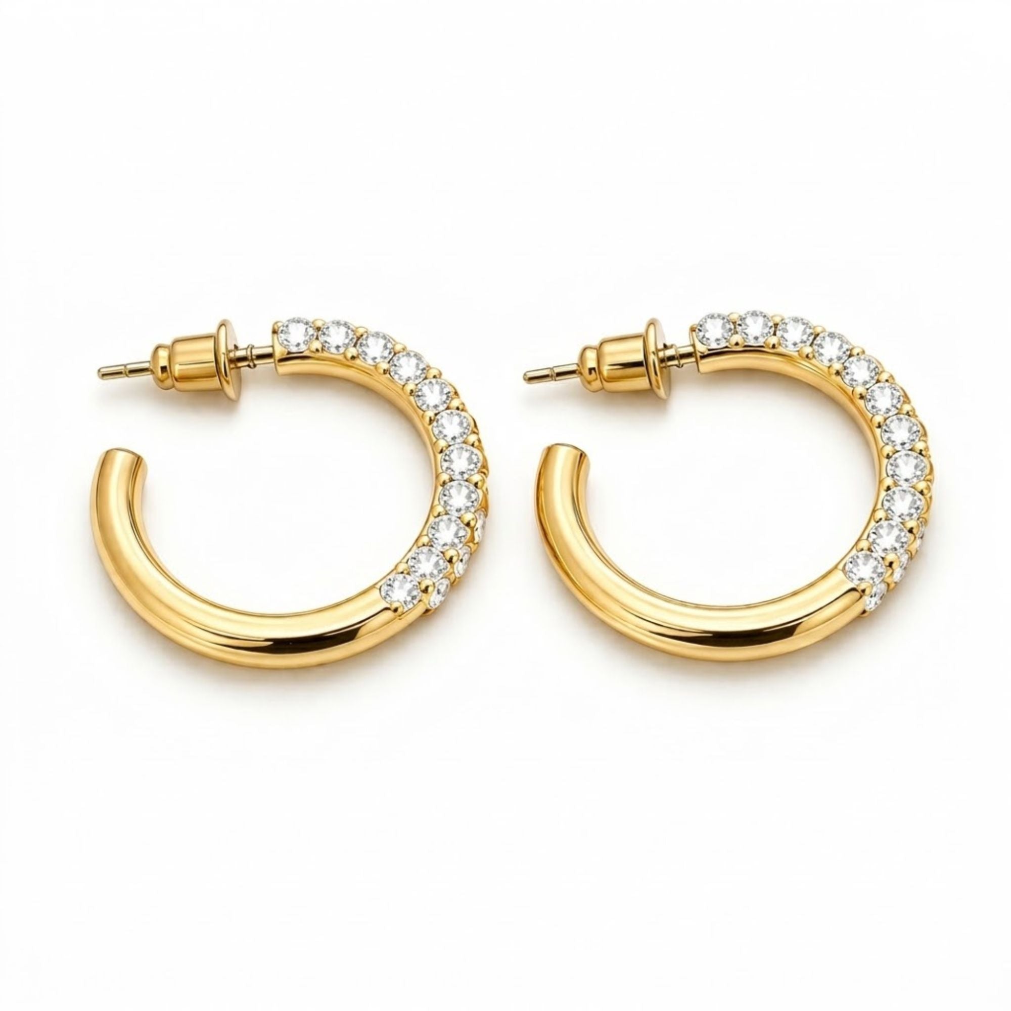 0.75" Gold Chunky Hoop Earrings Classic for Women size and feature image