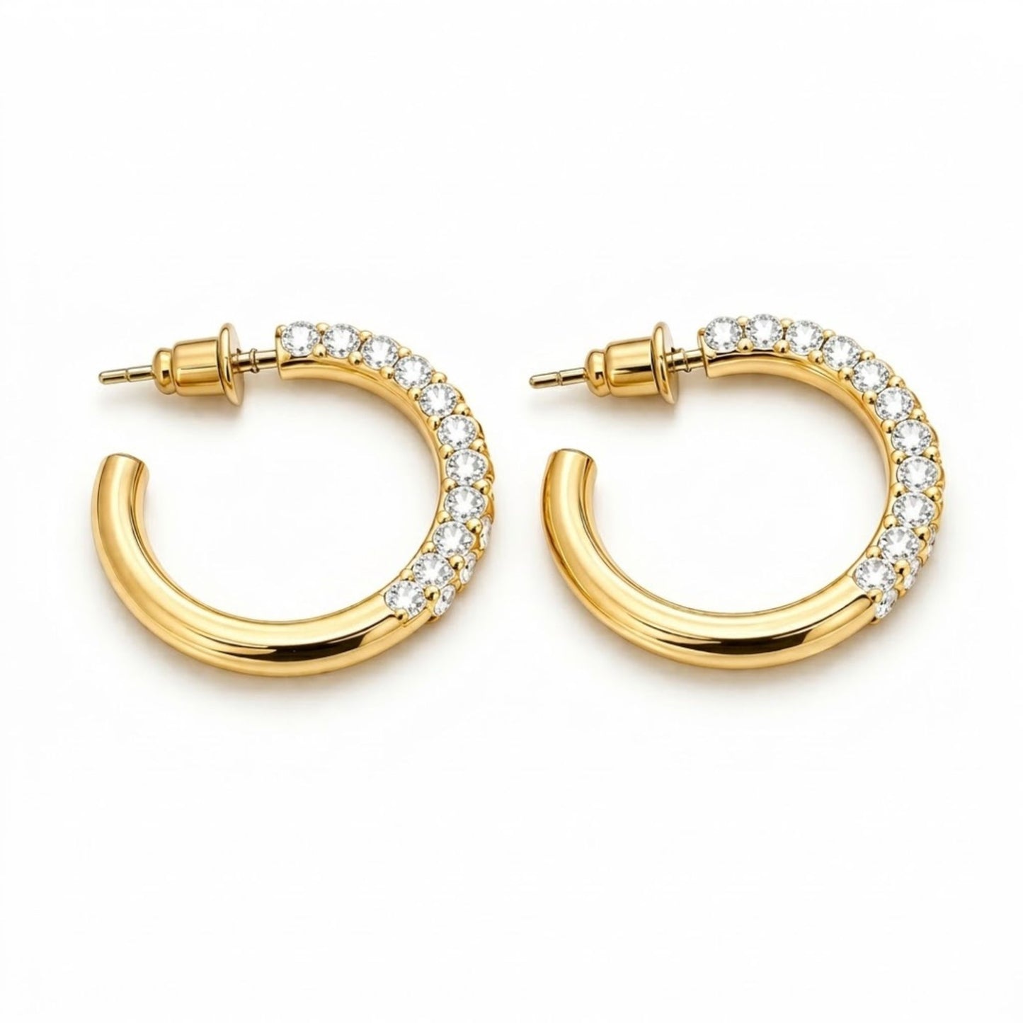 0.75" Gold Chunky Hoop Earrings Classic for Women size and feature image
