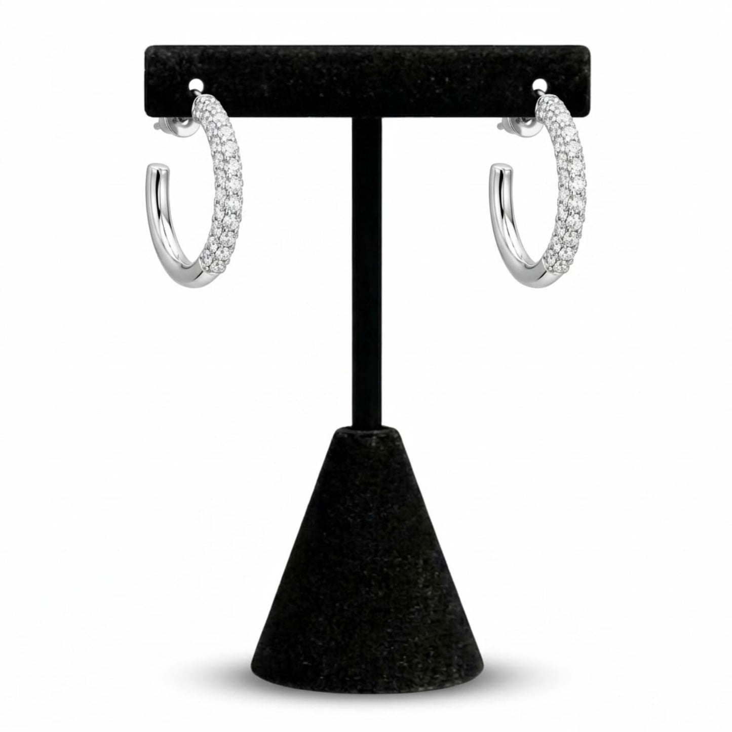 0.75" Silver Crystal Hoop Earrings for Women Elegant Daily Wear main product image