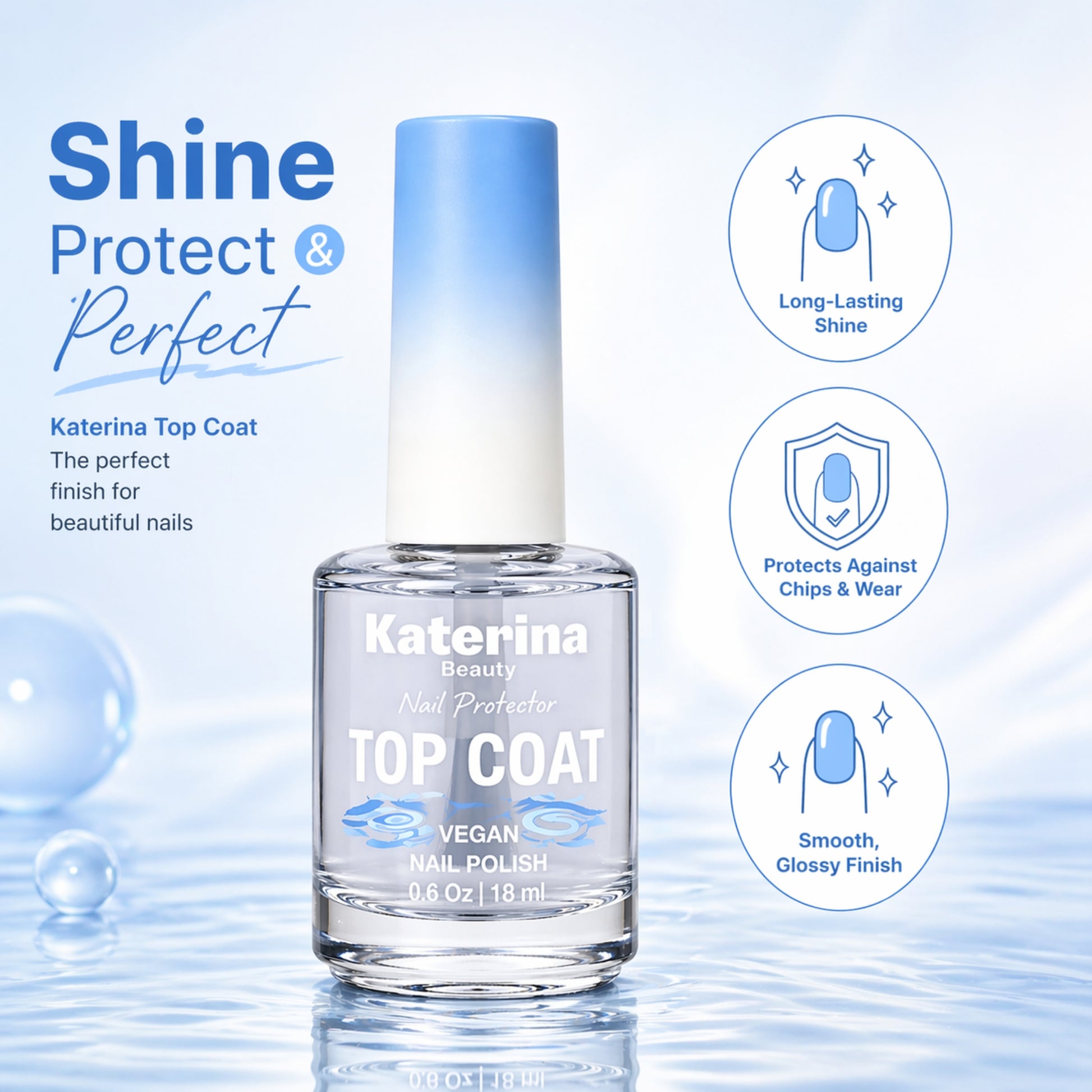 18ml Vegan Nail Gloss Top Coat Protective Long Wear