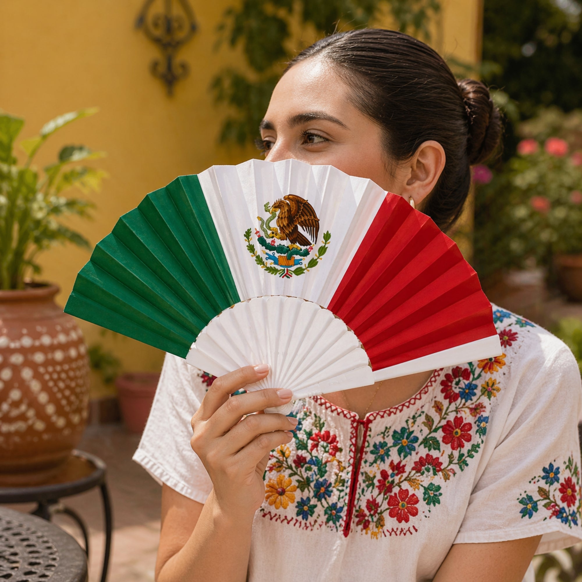 Mexico Flag Folding Hand Fan Portable Cooling Accessory Souvenir lifestyle use image