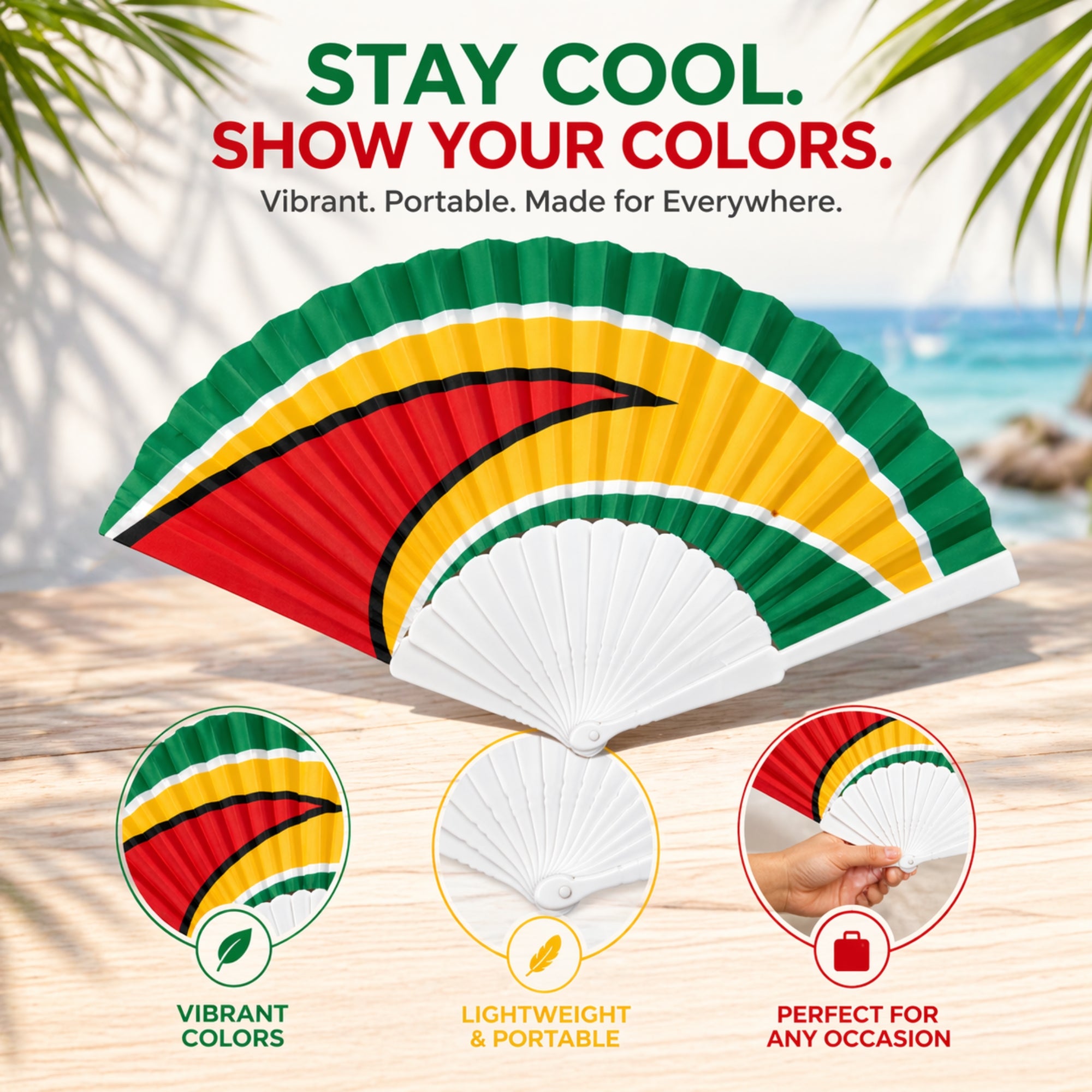 Portable Folding Hand Fan Lightweight Travel Cooling Tool Souvenir product detail image