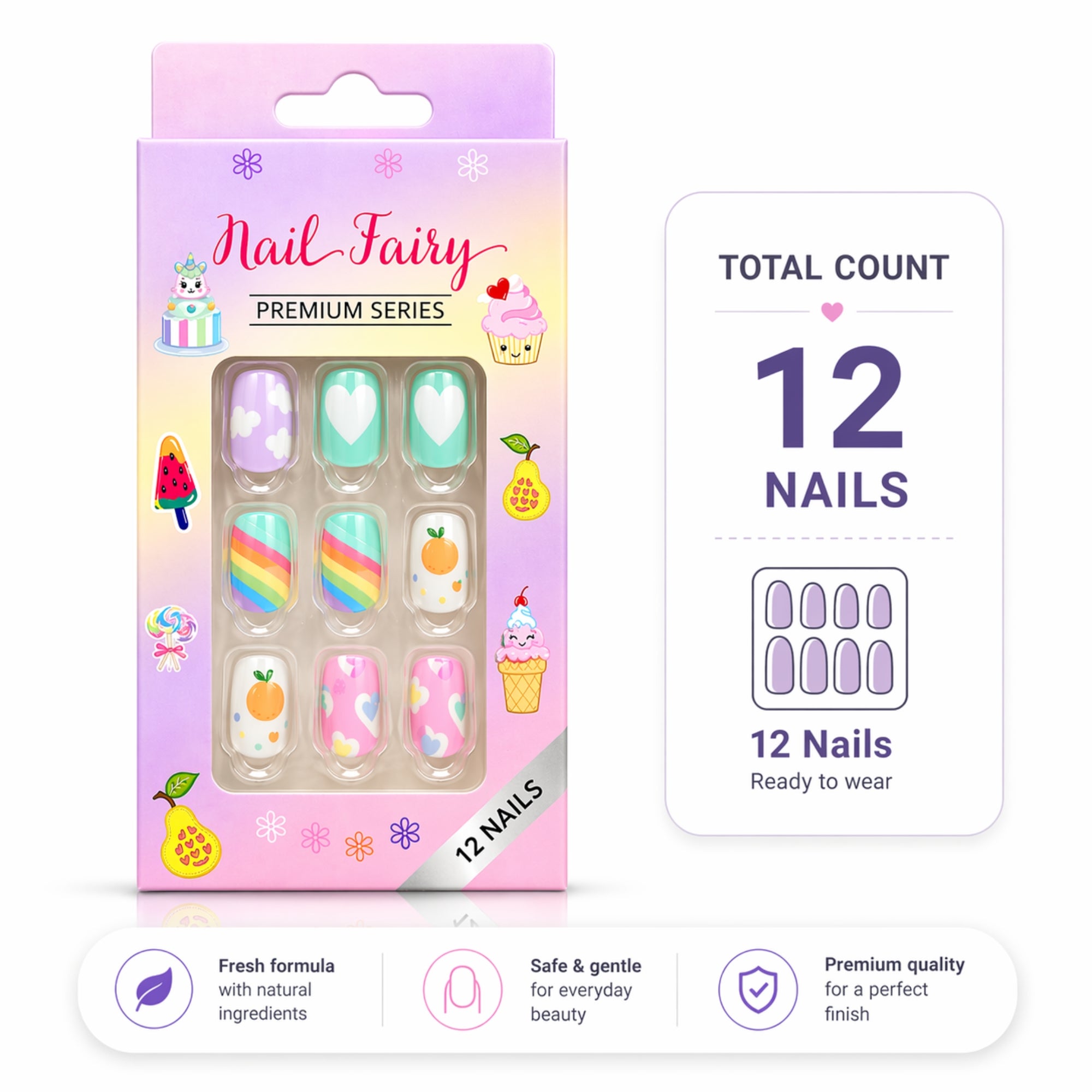 12 Pieces Nails Set Kids Press Cute Reusable Designs Artificial Nails lifestyle use image