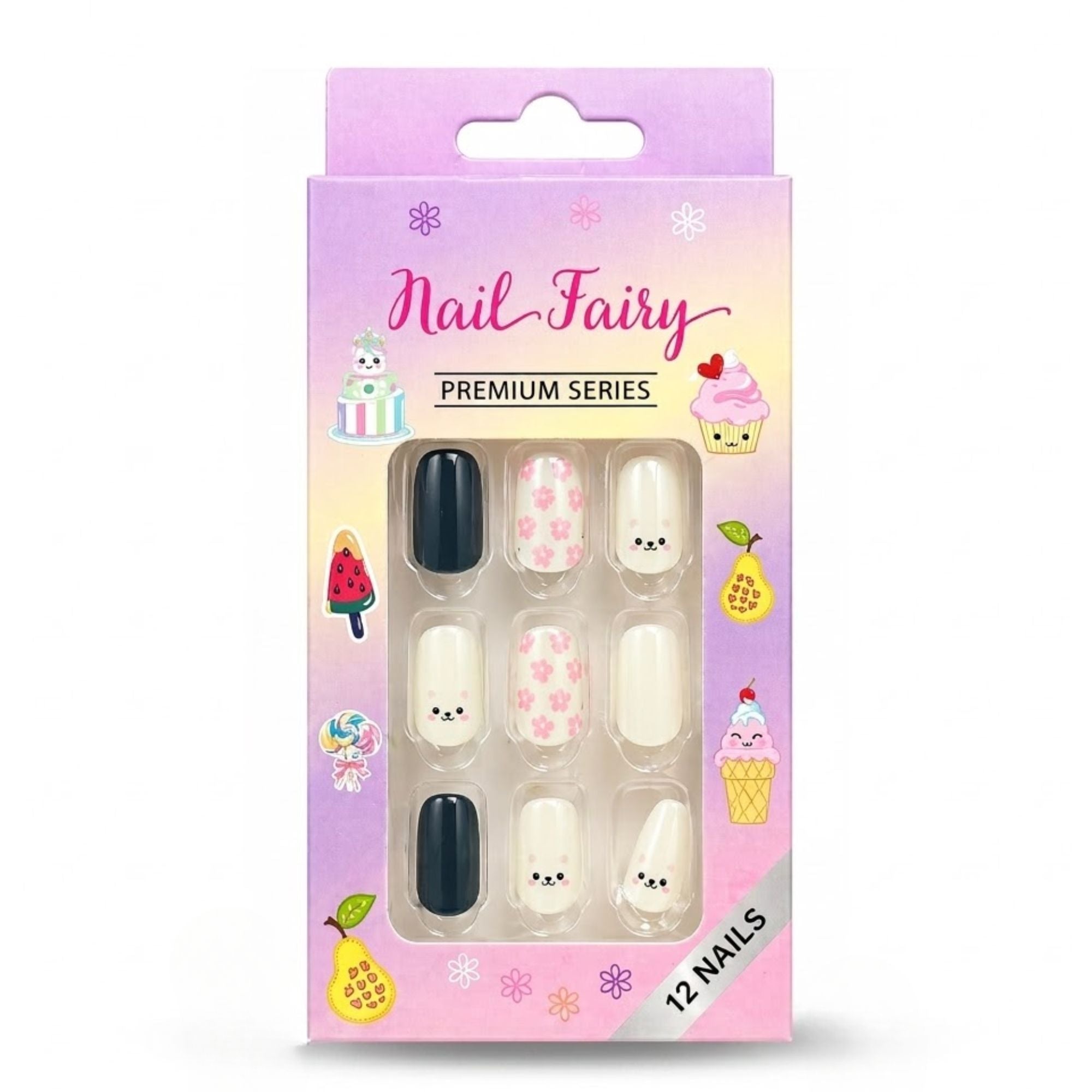 12 PCS Nail Fairy Cute Mix Artificial Nails Set size and feature image