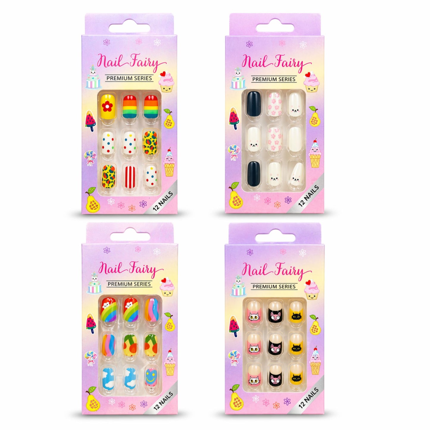 12 PCS Nail Fairy Cute Mix Artificial Nails Set