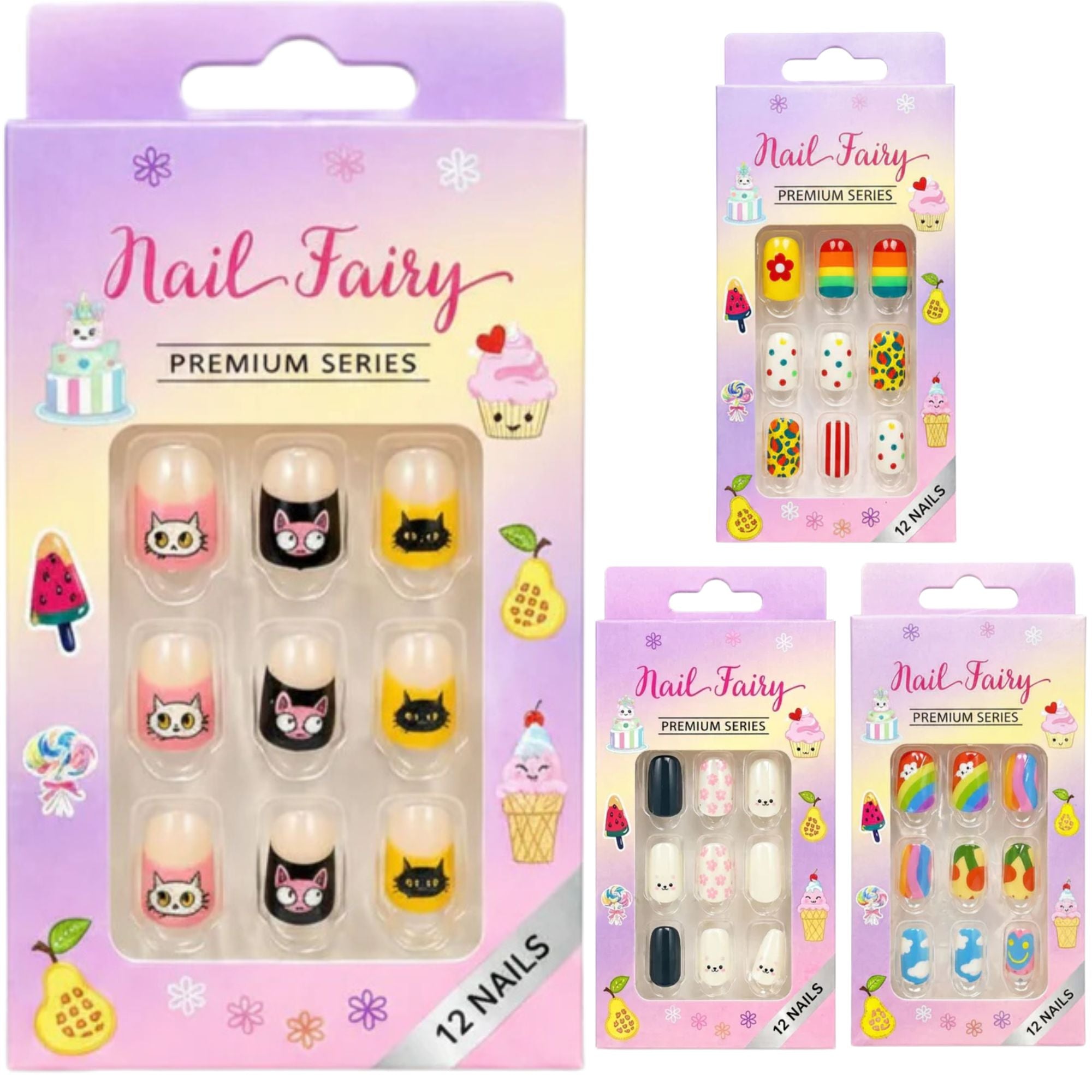 12 PCS Nail Fairy Cute Mix Artificial Nails Set