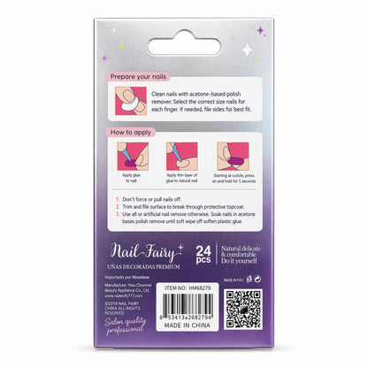 24 PCS Nail Fairy Press On Rainbow Ombre Artificial Nails Set