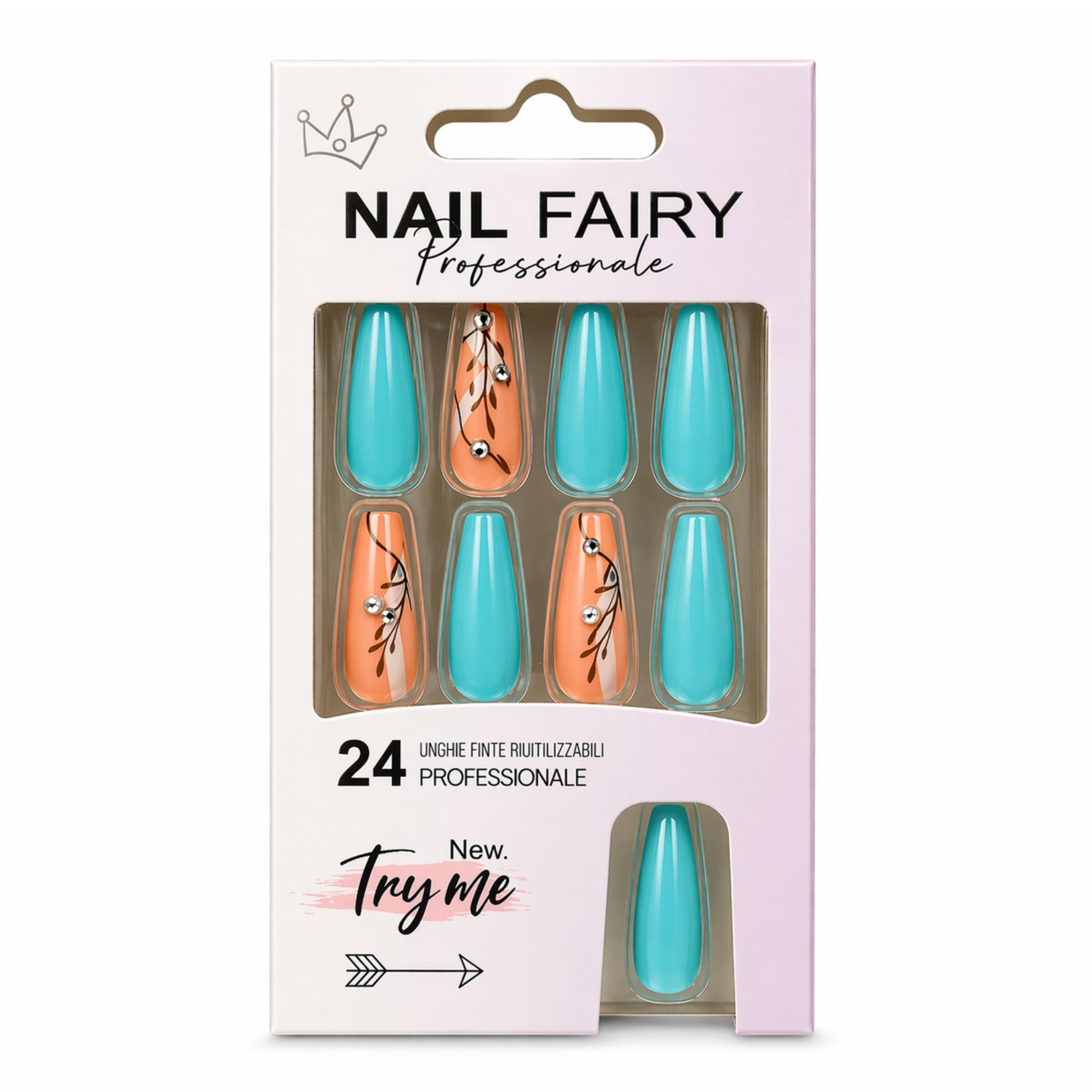 24 PCS Nail Fairy Floral Design Artificial Nails Set